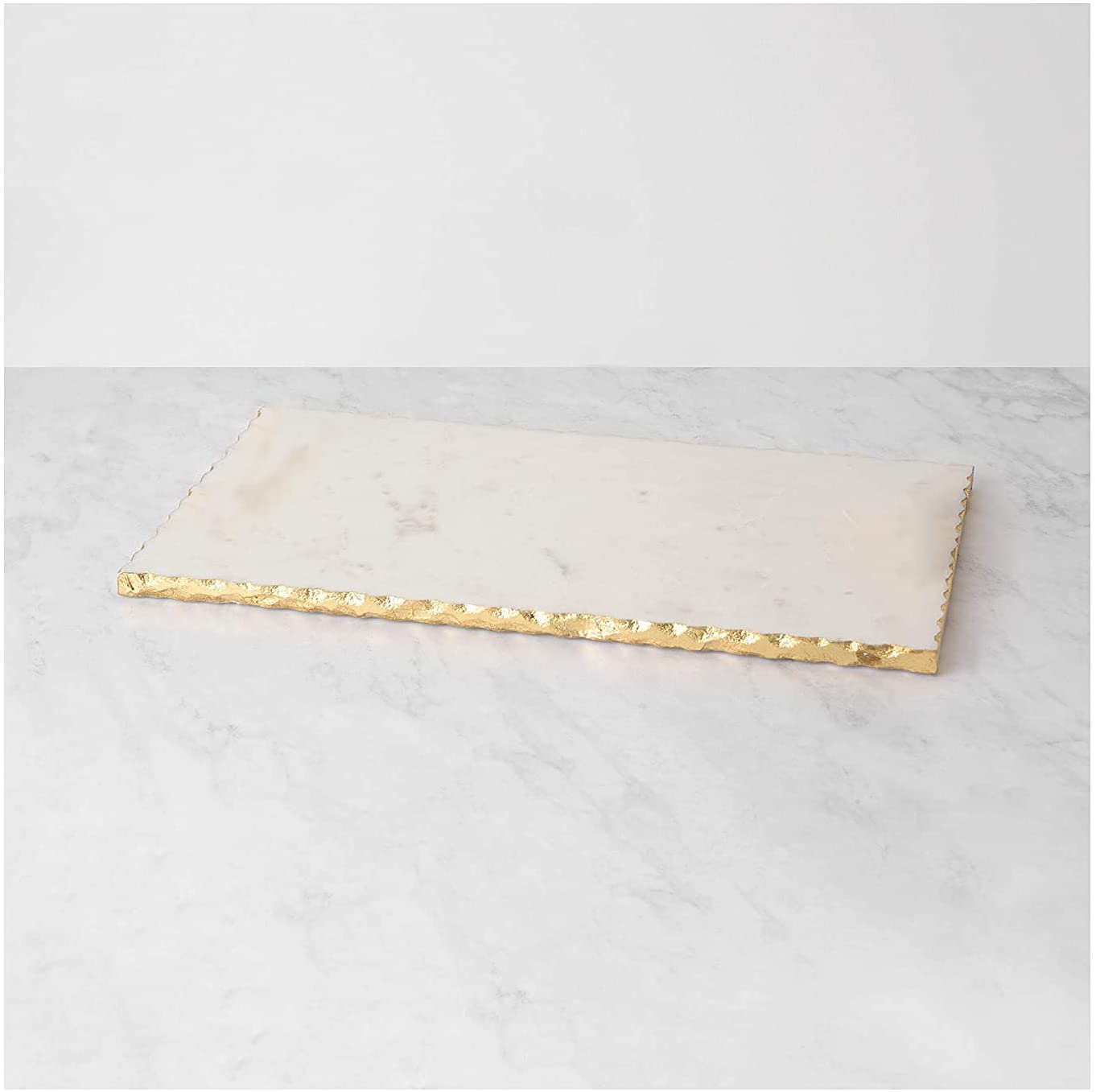 Price:$39.97 KI Natural Marble Cheese/Serving board with Golden Foiling - 12 x 6 Inches: Cheese Plates