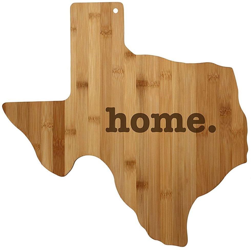 Price:$49.00 Cutting Board State Shaped Wood Bamboo Engraved home. For New Family Home Housewarming Wedding Moving Father's Day Gift: Home & Kitchen