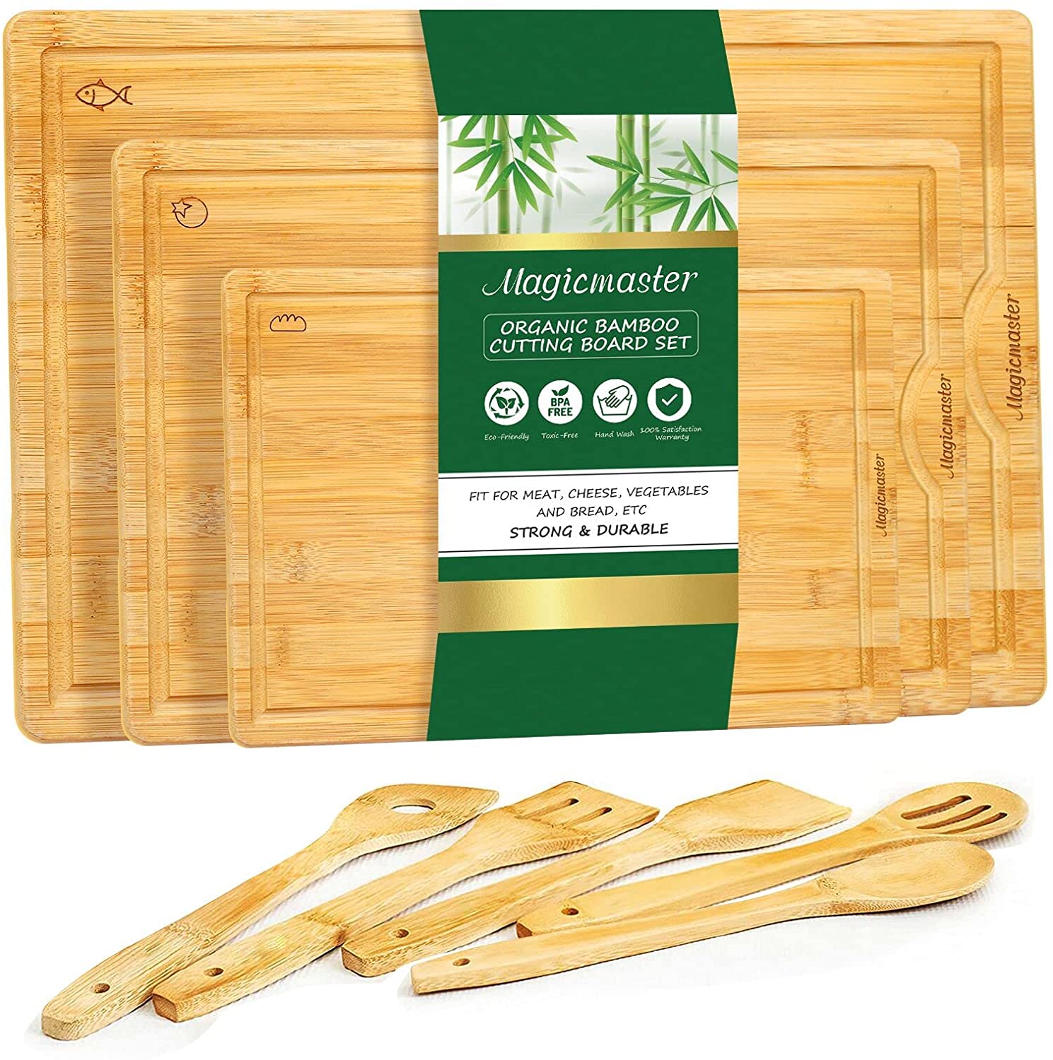 Price:$18.99 Bamboo Cutting Board, 3 Pcs Wood Cutting Boards for Kitchen, Wood Cutting Board Set with Juice Groove, Chopping Board for Meat Fruits Cheese and Vegetables: Home & Kitchen