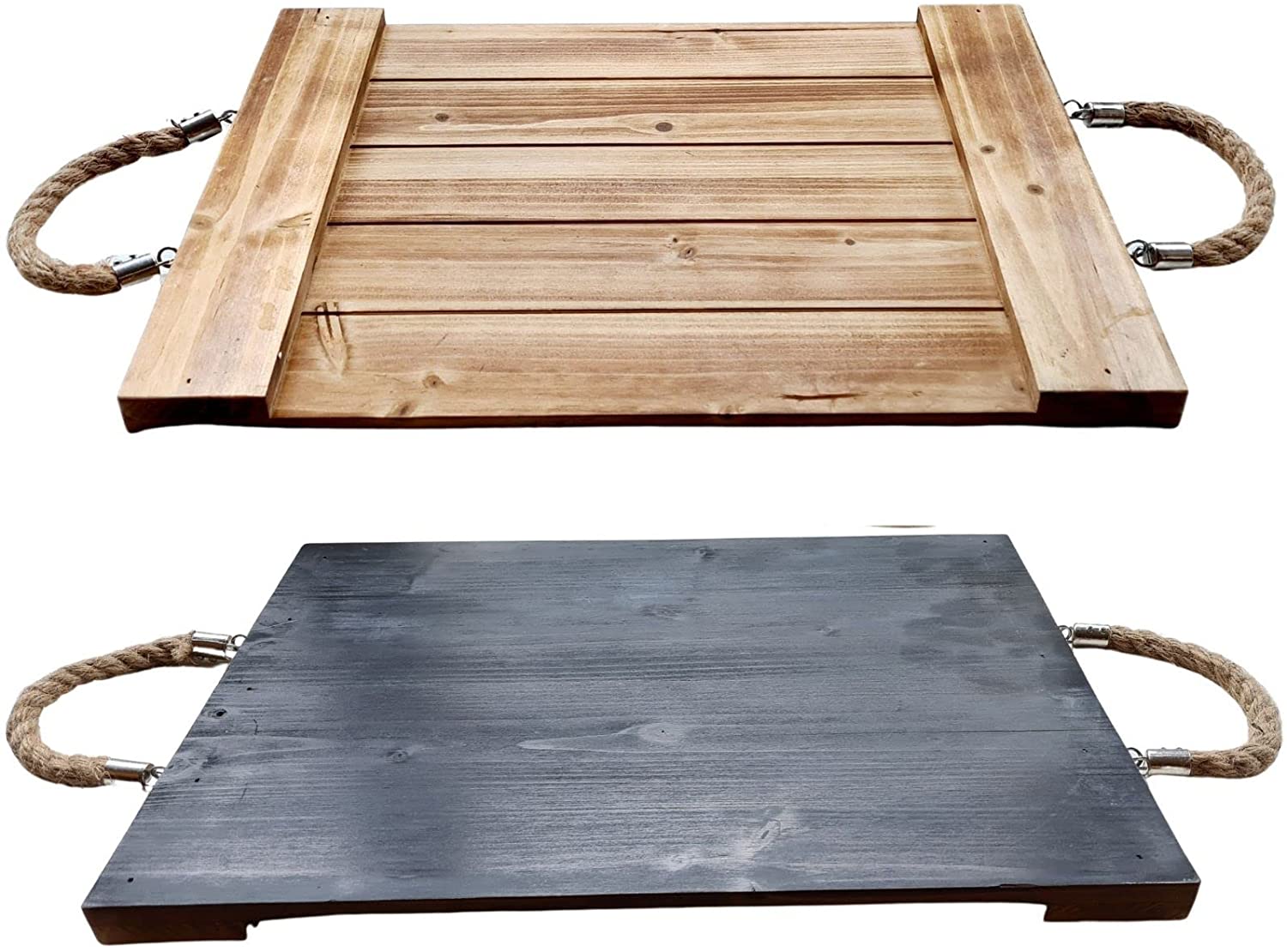 Price:$27.00 Handcrafted Fir Wood Chalkboard Tray Serving Board with Hemp Rope Handles, Food Serving Tray with Chalk Board Reversible Side Use as a Cheese Platter or Board, Breakfast in Bed : Home & Kitchen