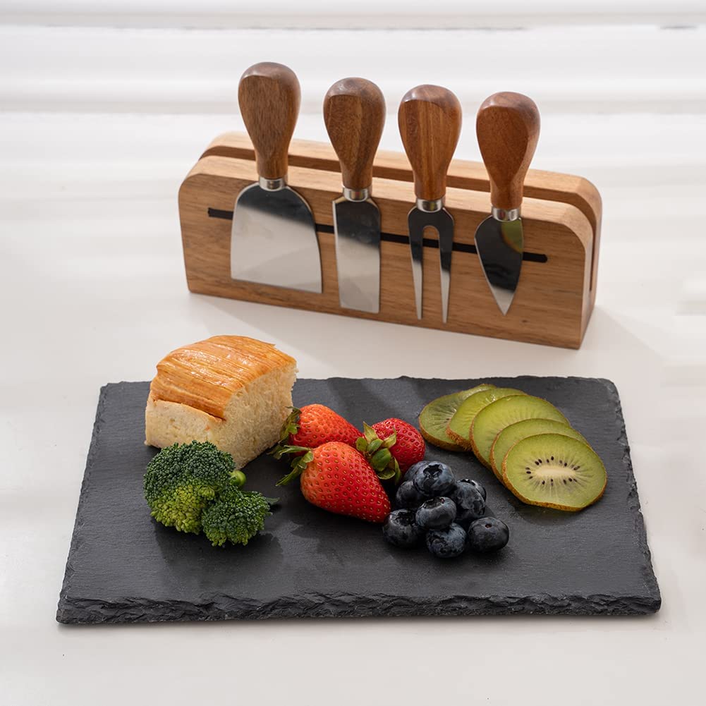 Price:$27.99 Cheese Board Set, Charcuterie Board Set Cheese Tray and Magnetic Knife Set Serving Board Set 6 Pieces of Cheese Knives Set for Wedding Housewarming Gift : Home & Kitchen