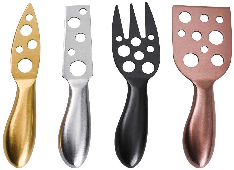 Price:$24.99 Cheese Knife Set Stainless Still Four Color Knives for All Cheese Types With Stylish Box for All Household Occasions: Home & Kitchen