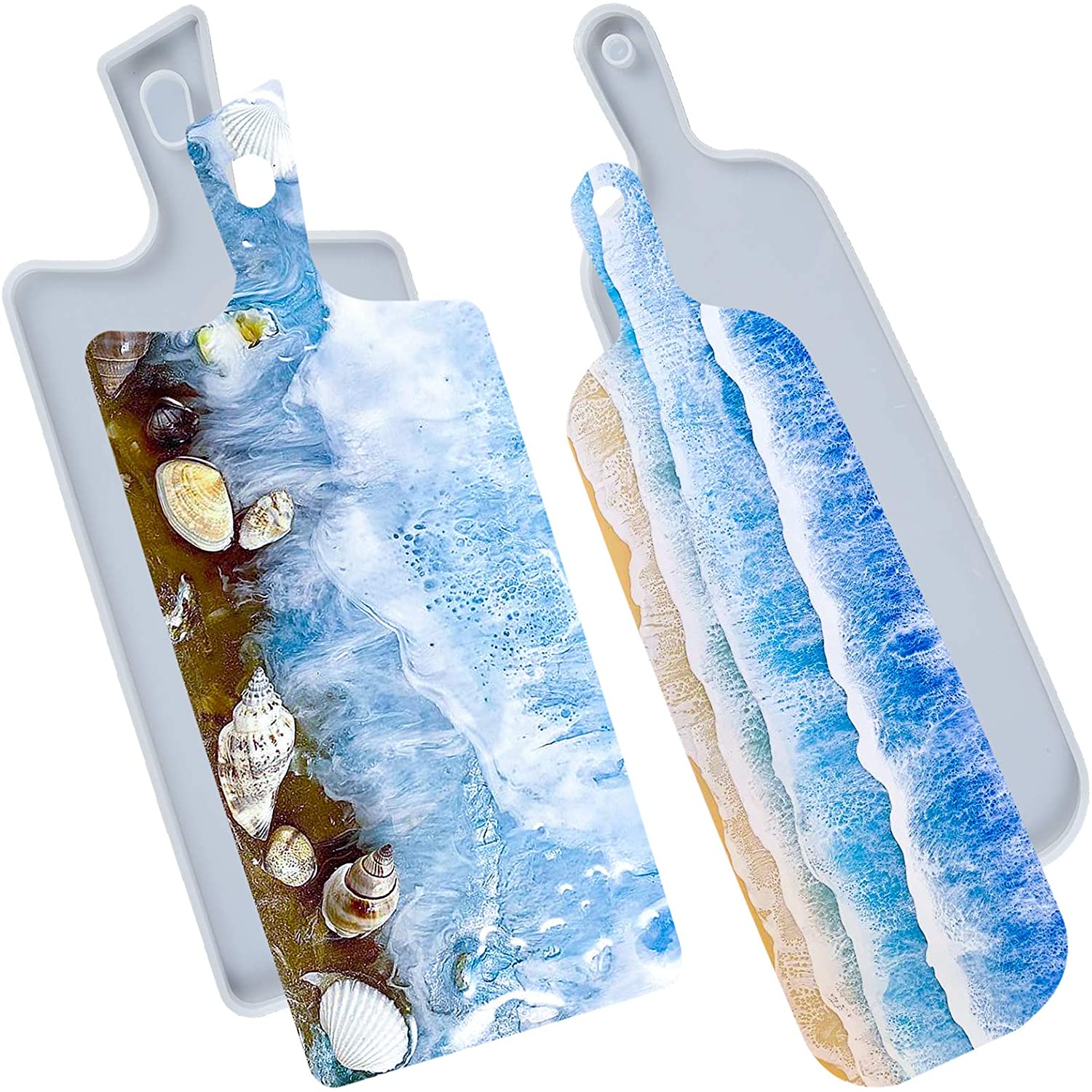 Price:$13.98 Board Epoxy Resin Silicone Molds with Handles and Holes for Serving Tray, Platter, Large Rectangle 13.1inch: Home & Kitchen