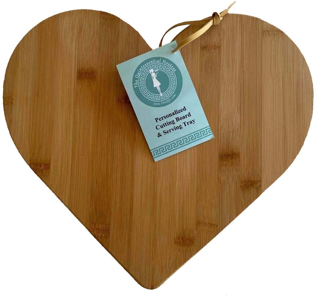 Price:$29.99 Shaped Cutting Board Full Size 12" x 13" for Valentines Day, Wedding, Anniversary, Engagement, Birthday, Valentine's Day Gift Cheese Tray, Cheese Board Bamboo Wood: Home & Kitchen