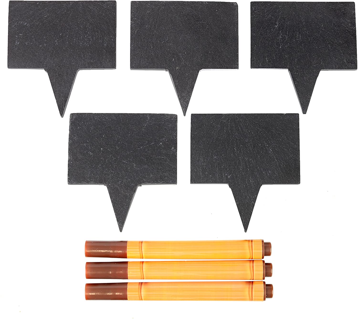 Price:$16.99 Slate Labels with Markers - 5 Natural Slate Boards And 3 Soapstone Chalk Markers for Cheese Name Tag, Charcuterie Board, Cheese Board Platter, Wedding, Birthday, Cocktail Parties : Home & Kitchen