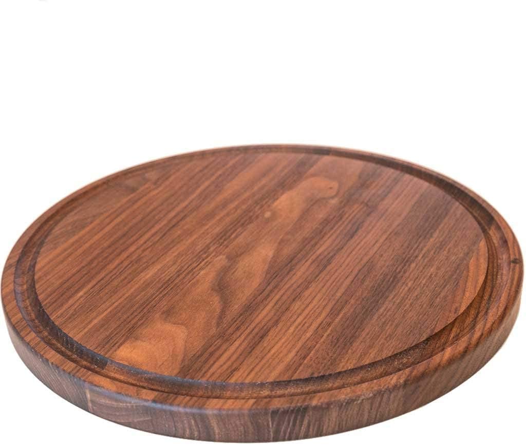 Price:$50.00 Wood Cutting Board by Virginia Boys Kitchens - 10.5 Inch American Walnut Cheese Serving Tray and Charcuterie Platter with Juice Drip Groove: Home & Kitchen