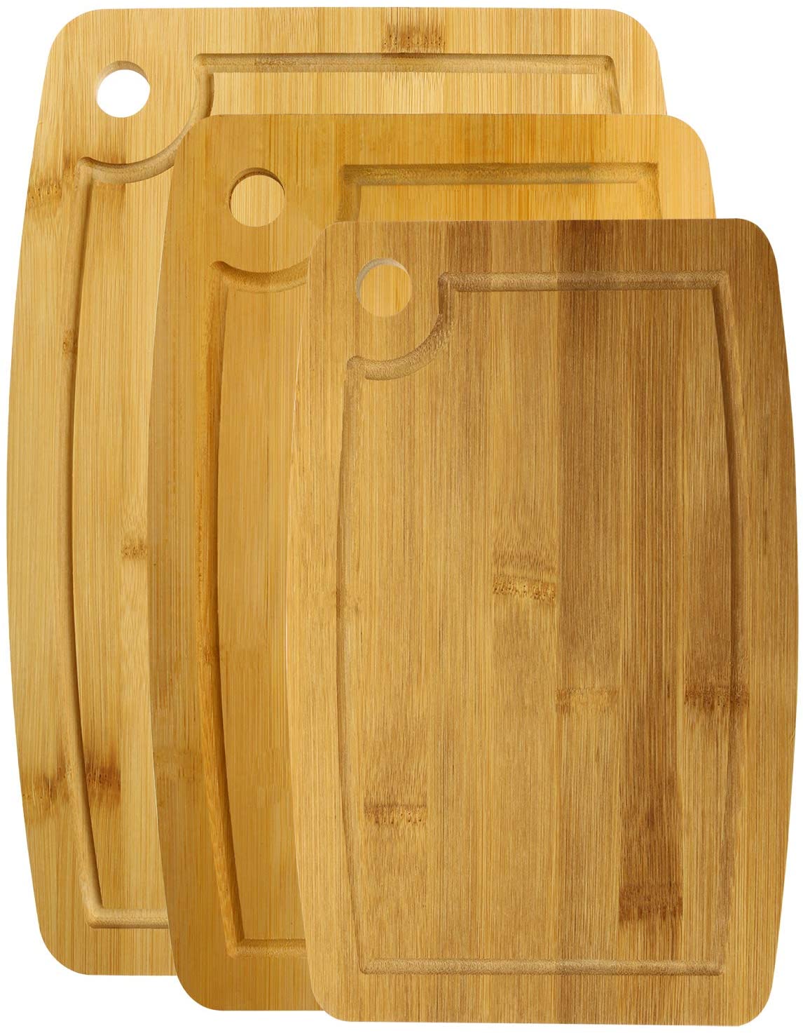 Price:$19.49 3PCS Bamboo Cutting Boards Set for Kitchen Large Butcher Block Chopping Board with Juice Groove for Meat Cheese Fruits Vegetable Cutting Carving Serving Needs Charcuterie Accessories, 3 Sizes: Home & Kitchen