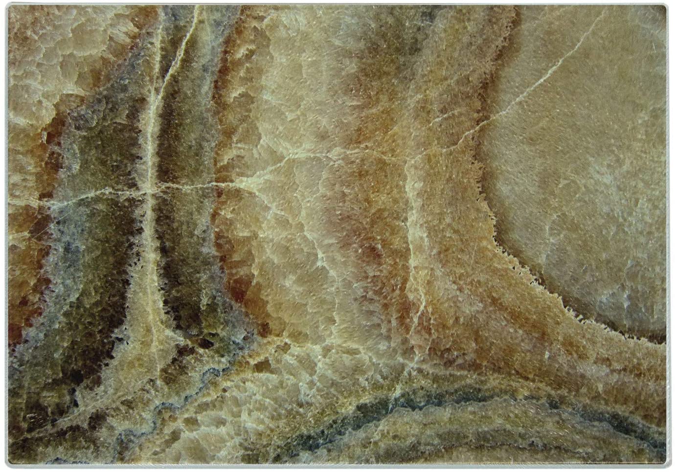 Price:$25.99 Marble Cutting Board, Onyx Stone Surface Pattern Banded Variety Layered Differing Lines Image, Decorative Tempered Glass Cutting and Serving Board, Small Size, Sand Brown Cinnamon: Home & Kitchen