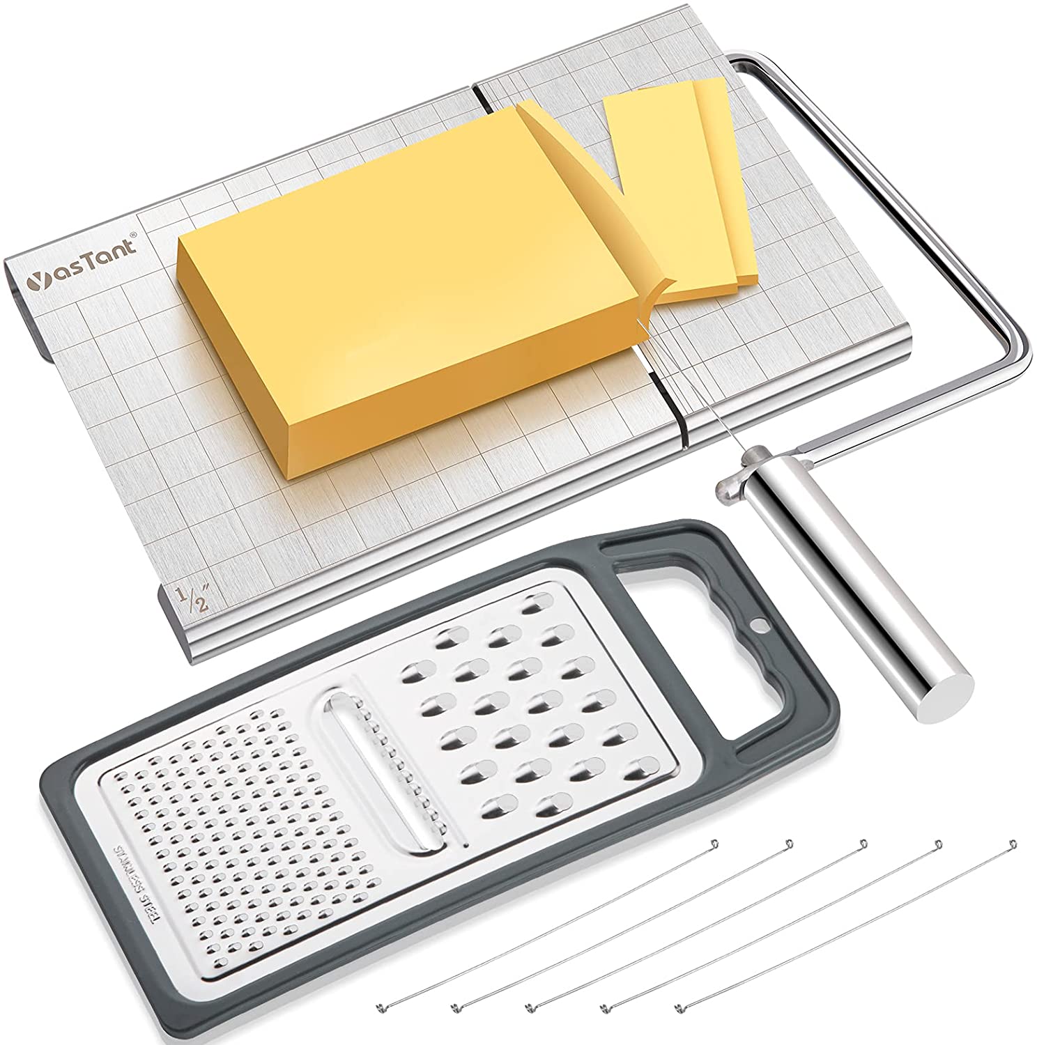 Price:$24.99 Professional Cheese Slicer for Block Cheese, Luxury Size Cheese Cutter Stainless Steel Cheese Slicer Board with Wire Cutter Heavy Duty, Perfect for Soft Semi Hard Cheese Grey: Home & Kitchen
