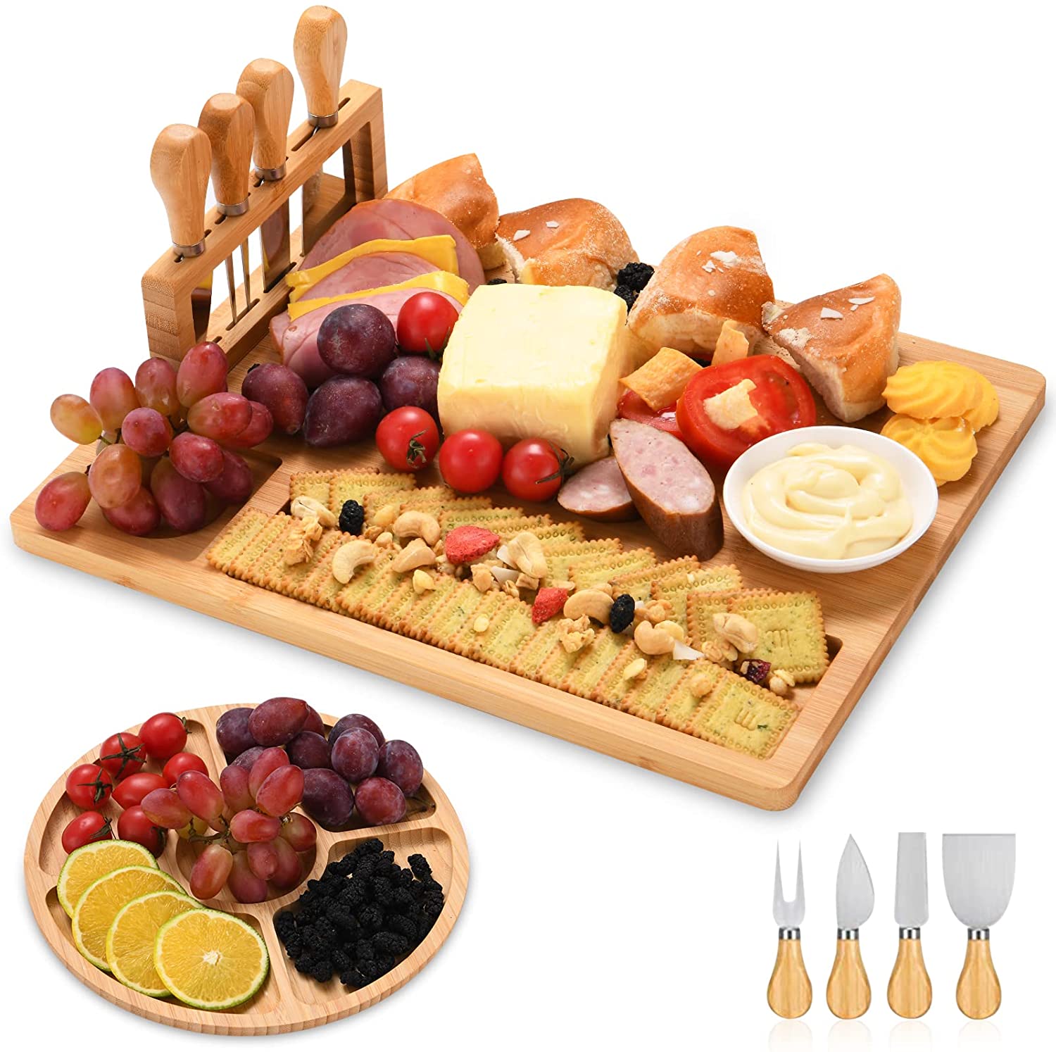 Price:$42.99 Cheese Board: Charcuterie Board Set, Charcuterie Boards, Charcuterie, Kitchen Gifts, Housewarming Gifts For New House: Cheese Servers