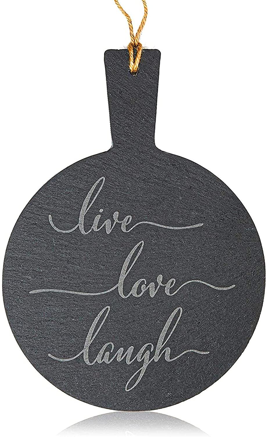 Price:$9.99 Slate Cheese Board with Rope, Live, Love, Laugh (7.3 x 10 In, Black): Cheese Plates