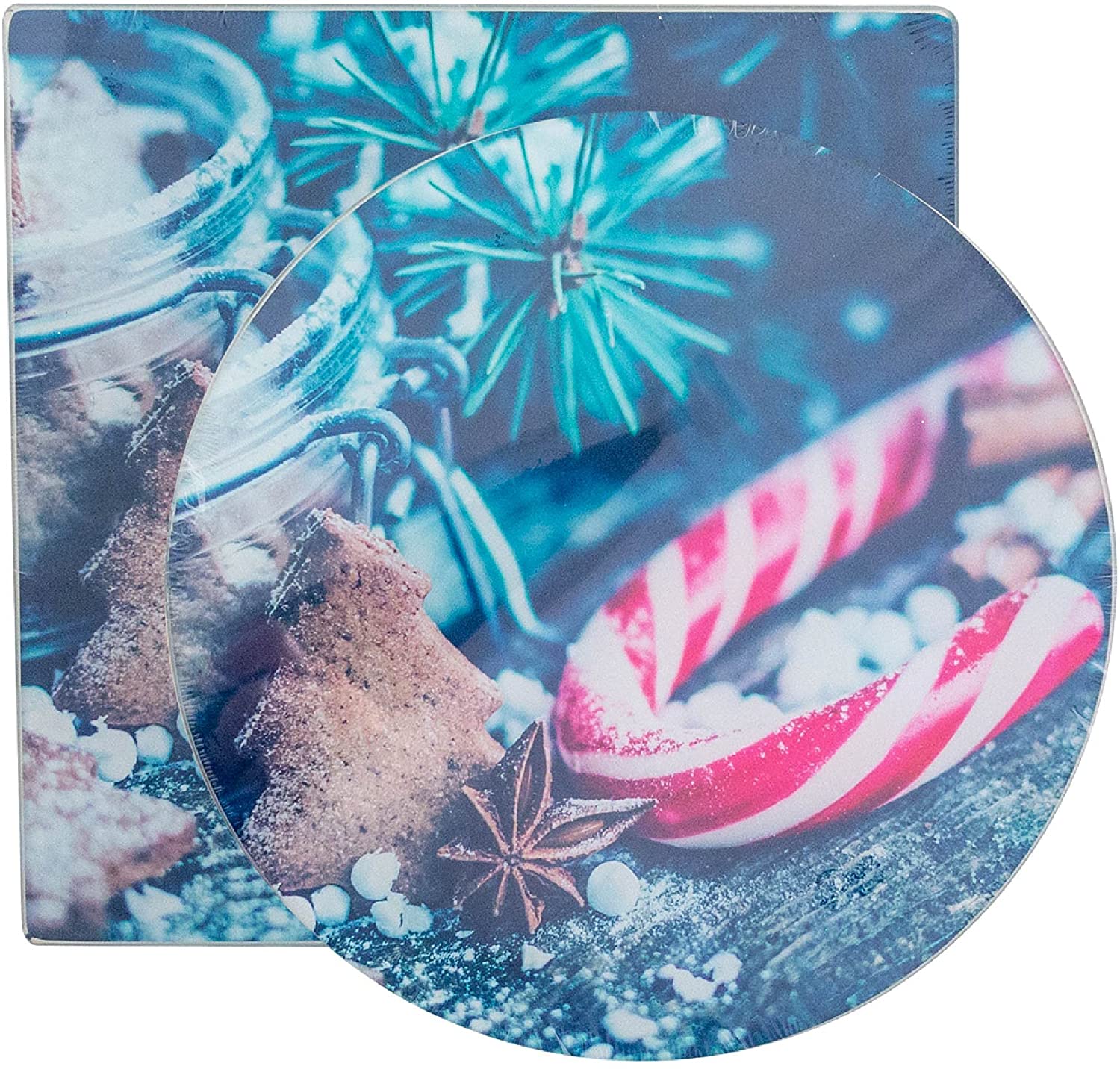 Price:$13.99 Tempered Glass Cutting Boards (8" inch) Shatter-Resistant Christmas Theme Kitchen Cutting Board for Xmas Parties, Pizza Meat & Cheese Glass Slab Trivet (Set#2): Home & Kitchen