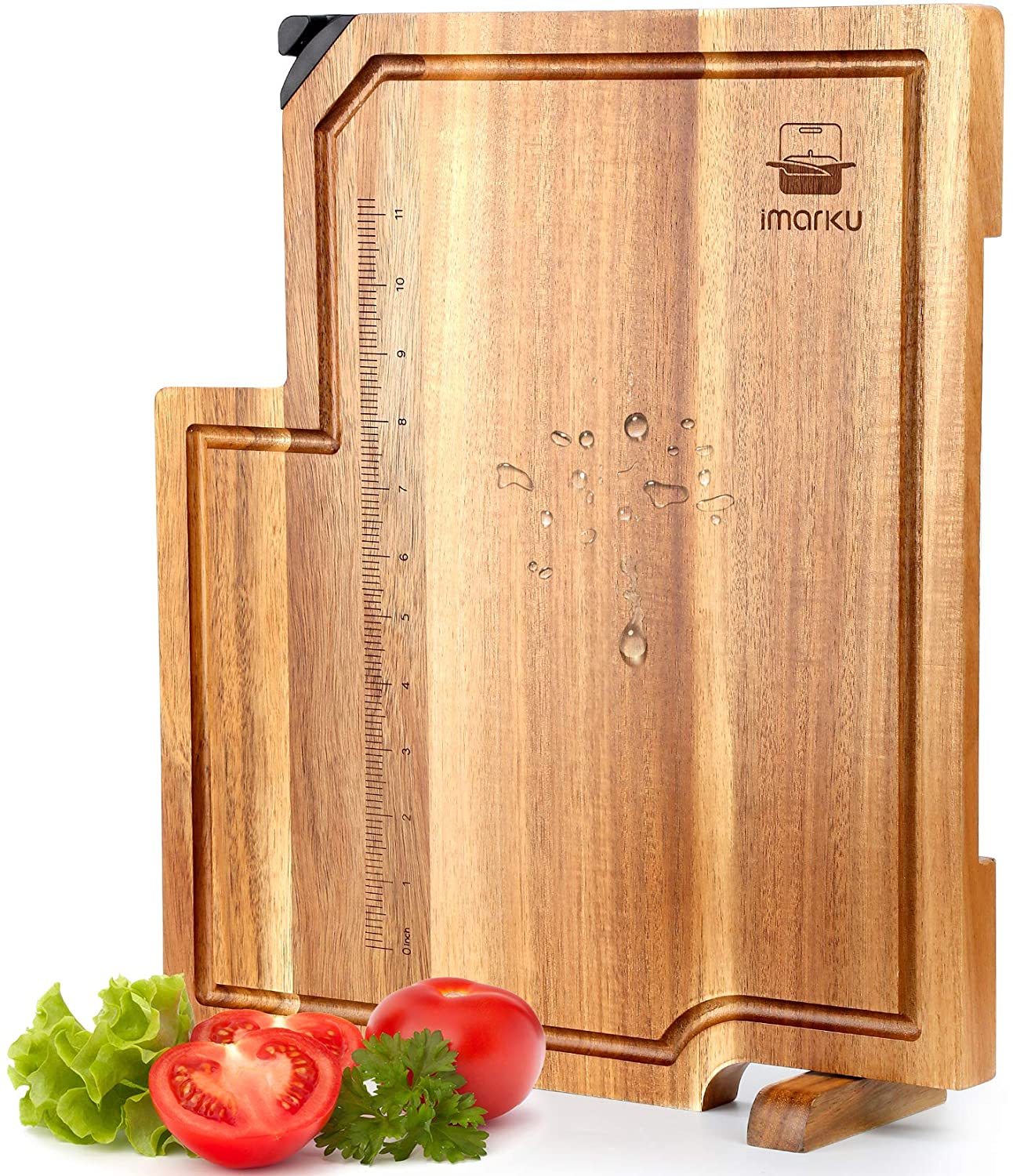 Price:$49.99 Butcher Block Cutting board, Acacia Chopping Boards with Stand for Meat Cheese Vegetables, 14 x 16 Inch Extra Large Wood Cutting Board With Juice Groove Non-slip Base for Kitchen: Home & Kitchen