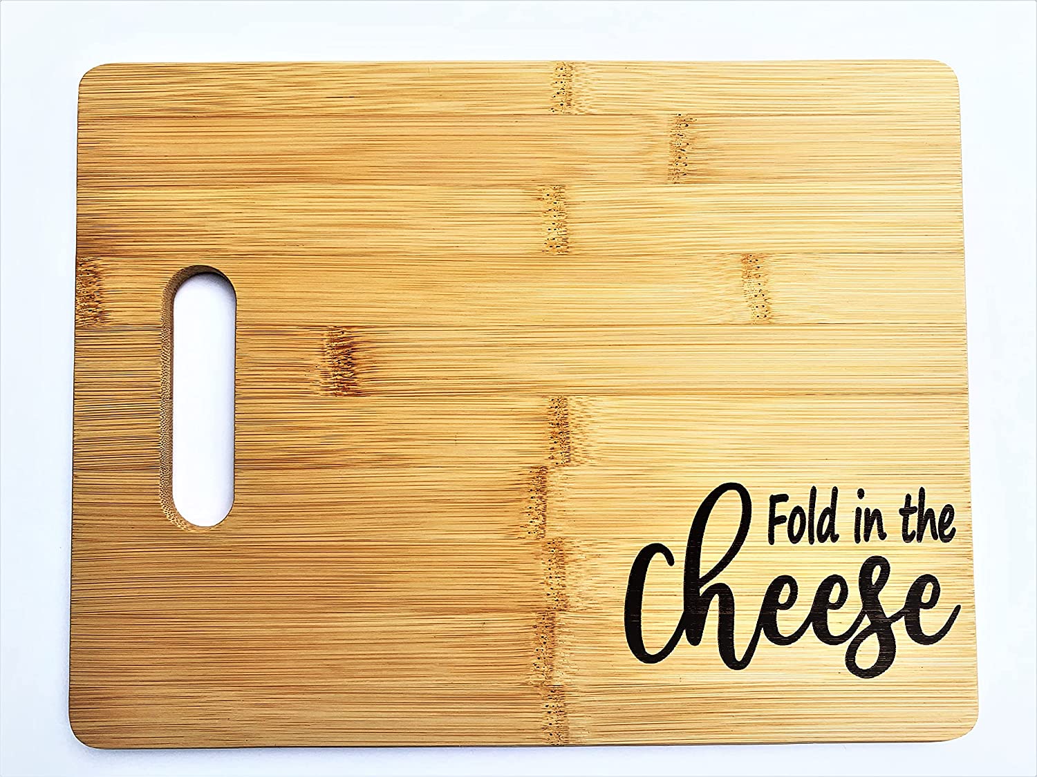 Price:$26.99 in the Cheese sustainable Bamboo Cutting Board 8.5x11": Home & Kitchen