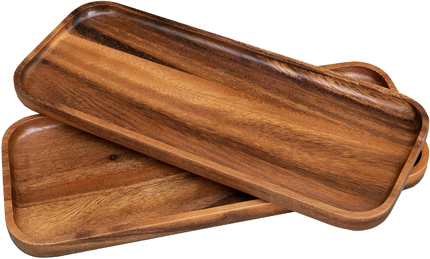 Price:$59.99 Acacia Wood Serving Tray w/Lip - 16" x 5.5" x 0.75" Wooden Boards for Food, Dinner, & Charcuterie - Decorative Trays for Eating and Rustic Kitchen Decor ﻿: Platters