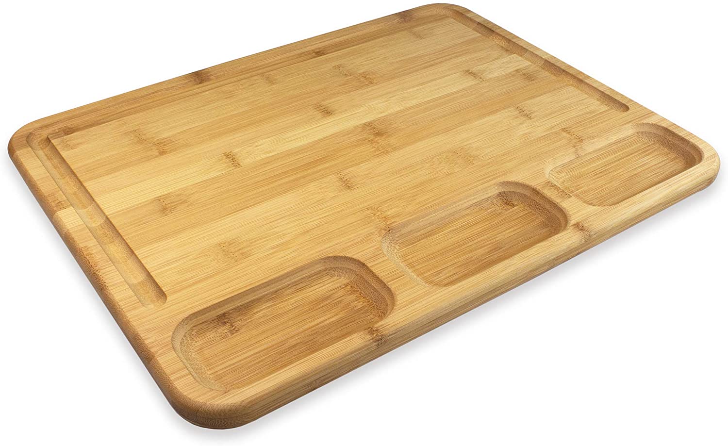 Price:$24.99 Bamboo 3 Well Kitchen Prep Cutting Board with Juice Groove, 17-1/2" x 13-1/2": Home & Kitchen