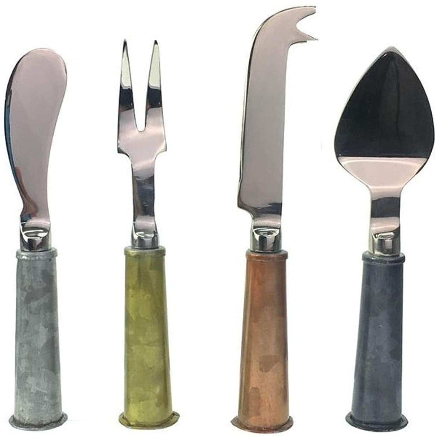 Price:$34.95 Cheese Knife Set Premium Quality - Galvanized Iron Handle Stainless Steel Blade Rustic 4 Piece Cheese Knives or Charcuterie Utensils Set for Home Entertainer. 6th Iron Wedding Anniversary Gift: Home & Kitchen