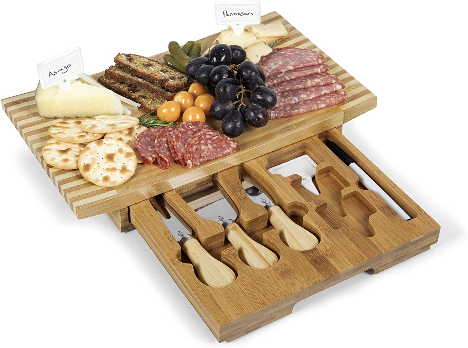 Price:$43.55 - a Picnic Time Brand Concavo Bamboo Cheese Board and Cheese Tool Set: Cheese Knives: Home & Kitchen