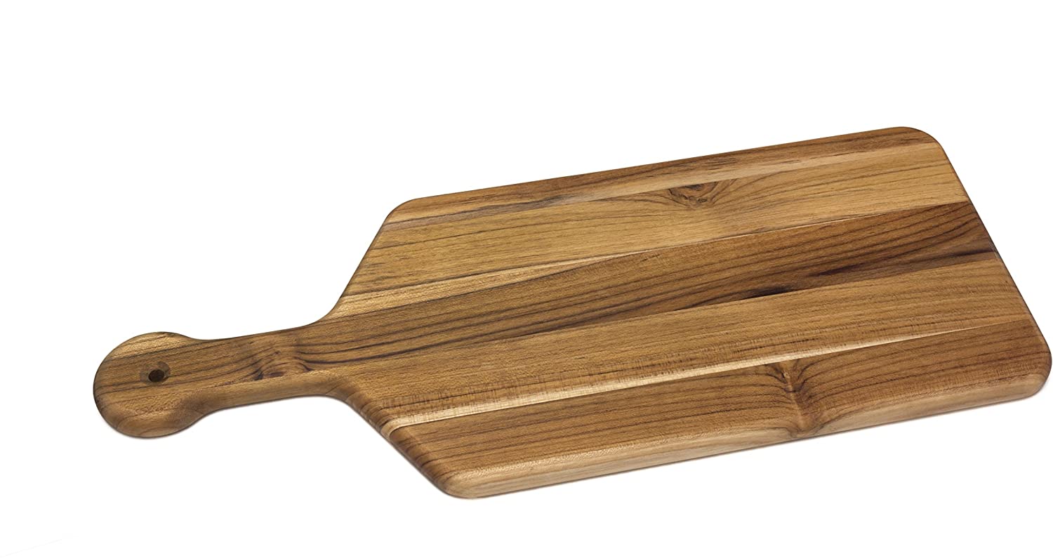Price:$31.04 International Teak Wood Edge Grain Kitchen Paddle Board for Serving, Large, 20" x 8" x 3/4": Home & Kitchen