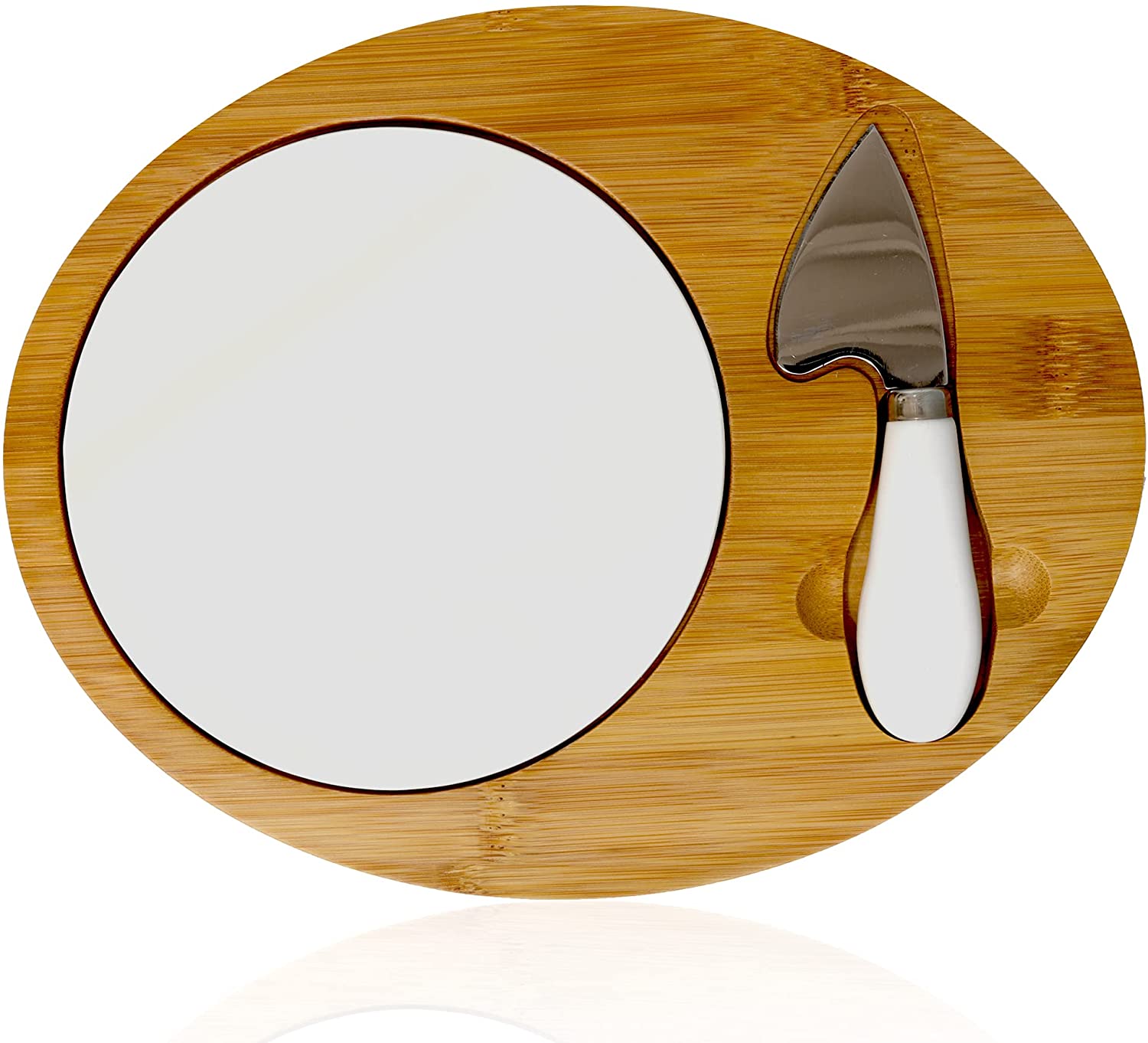 Price:$19.99 Board Set - Charcuterie Board Set - Wooden Tray Cutting Board with Ceramic Plate and Knife Set - Perfect Housewarming Gift Idea 1.00 x 10.00 x 7.75": Plates