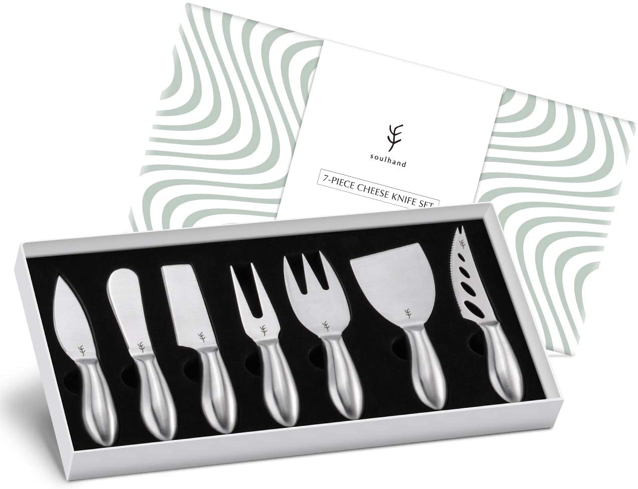 Price:$26.99 7-Pieces Cheese Knife Set – Mini Stainless Steel Cheese Knives, Spreader, Forks for Hard, Soft and Creamy Cheese, Essential Short Handle Cheese Knives Set with Gift Box: Home & Kitchen