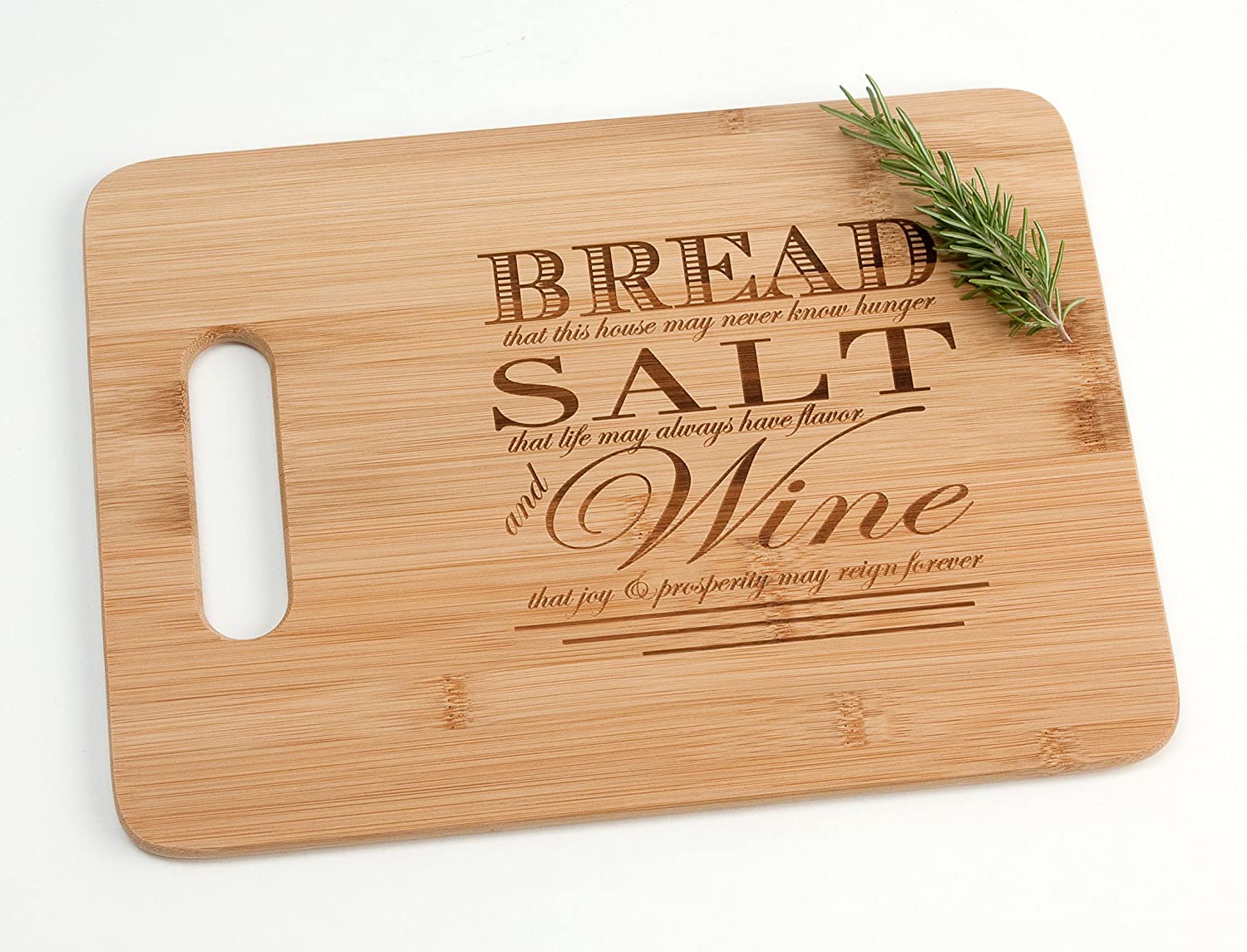 Price:$32.99 Wood Cutting Board Housewarming Gift, Bread Salt Wine Poem Quote from It's a Wonderful Life Realtor Closing Gift Idea 9.5 x 13": Home & Kitchen