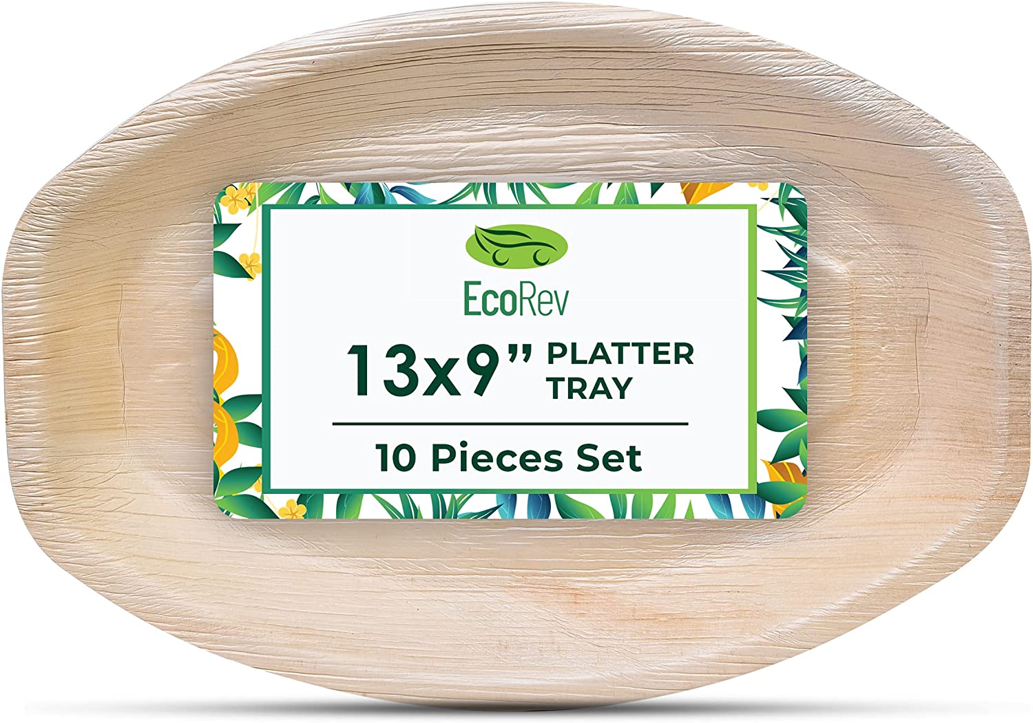 Price:$17.95 Disposable Palm Leaf Trays - Bamboo Trays For Food - 10 13”x9” Rectangle Disposable Charcuterie Board - Platter Tray For Parties, Events, Weddings : Health & Household