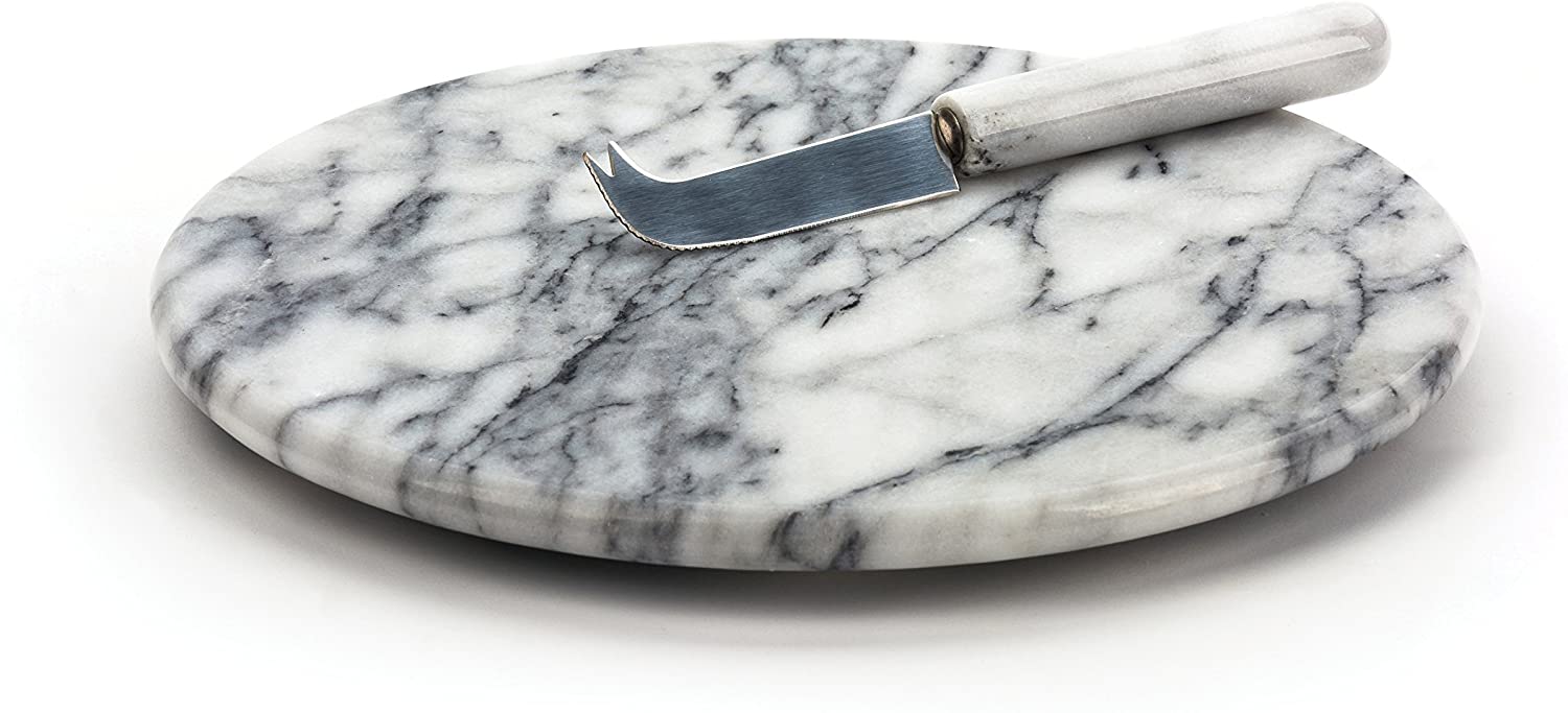 Price:$20.95 International Cheese Board & Knife, 10 Inch, White Marble: Home & Kitchen