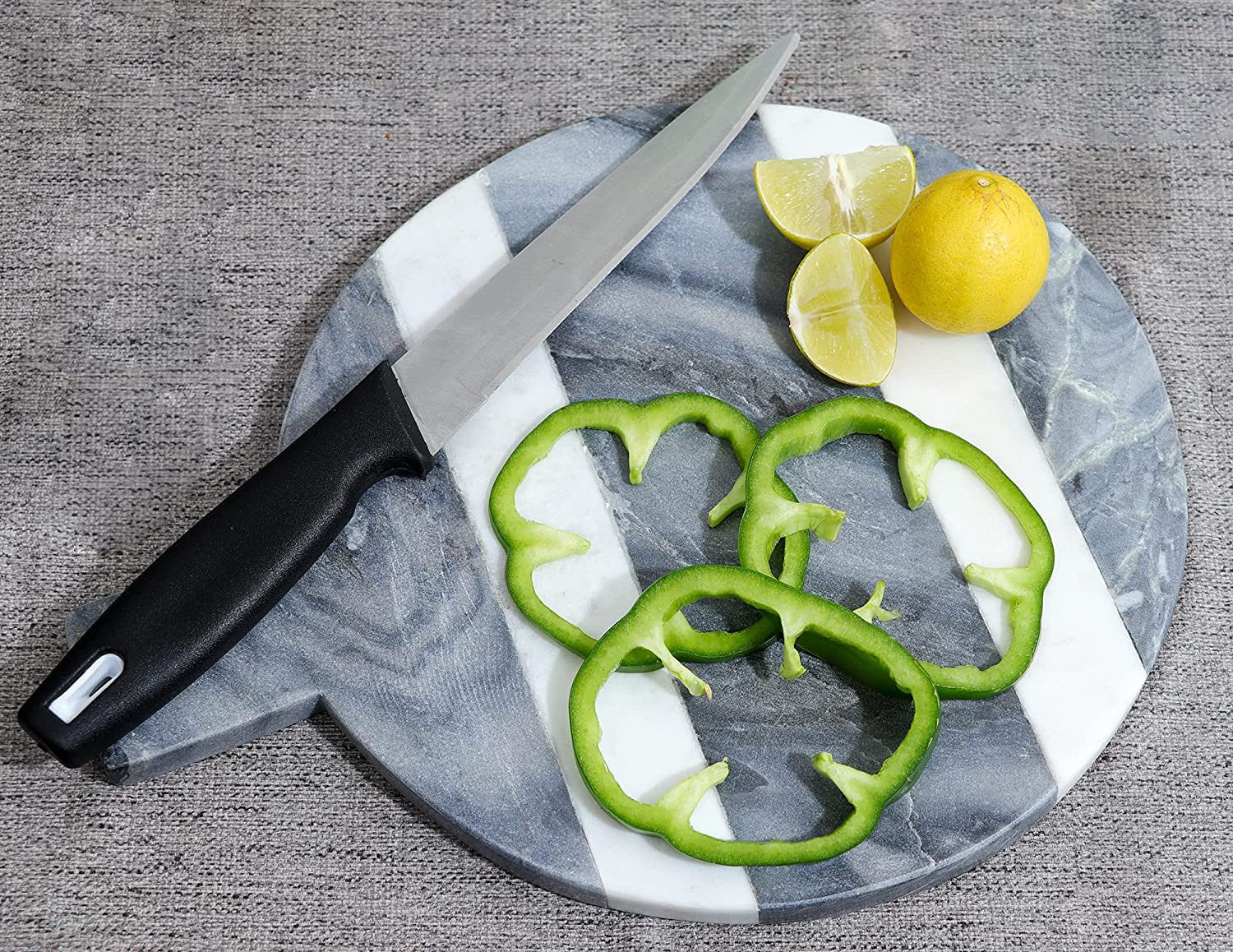 Price:$39.97 Natural Round Shape White And Grey Marble Chopping Board Champagne Marbles Cutting Board Stylish Stone Cheese Board For Home And Kitchen Great Gift For Cooking Lover Size : Lx28, Wx23Cm: Home & Kitchen