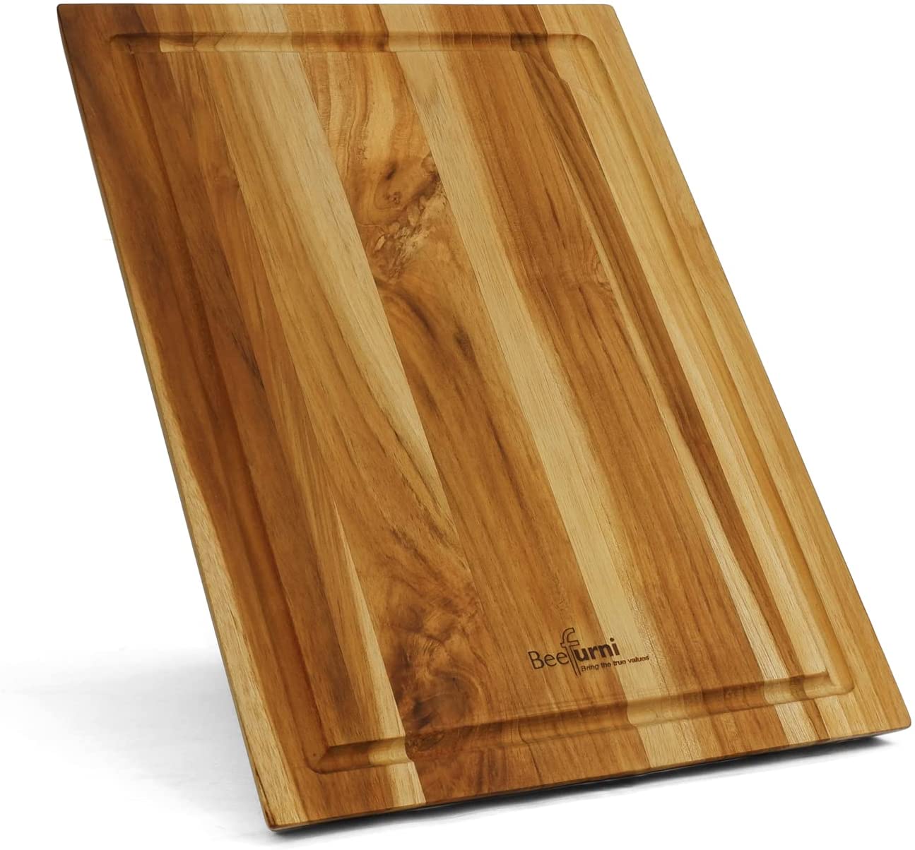 Price:$29.95 Rectangular Real Teak Wood Durable Hard Wooden Chopping Juice Groove Cutting Board Kitchen Accessory Cheese Bread Charcuterie Dinner Serving Tray Cold Cuts Platter Butcher Thick Block, Small: Home & Kitchen