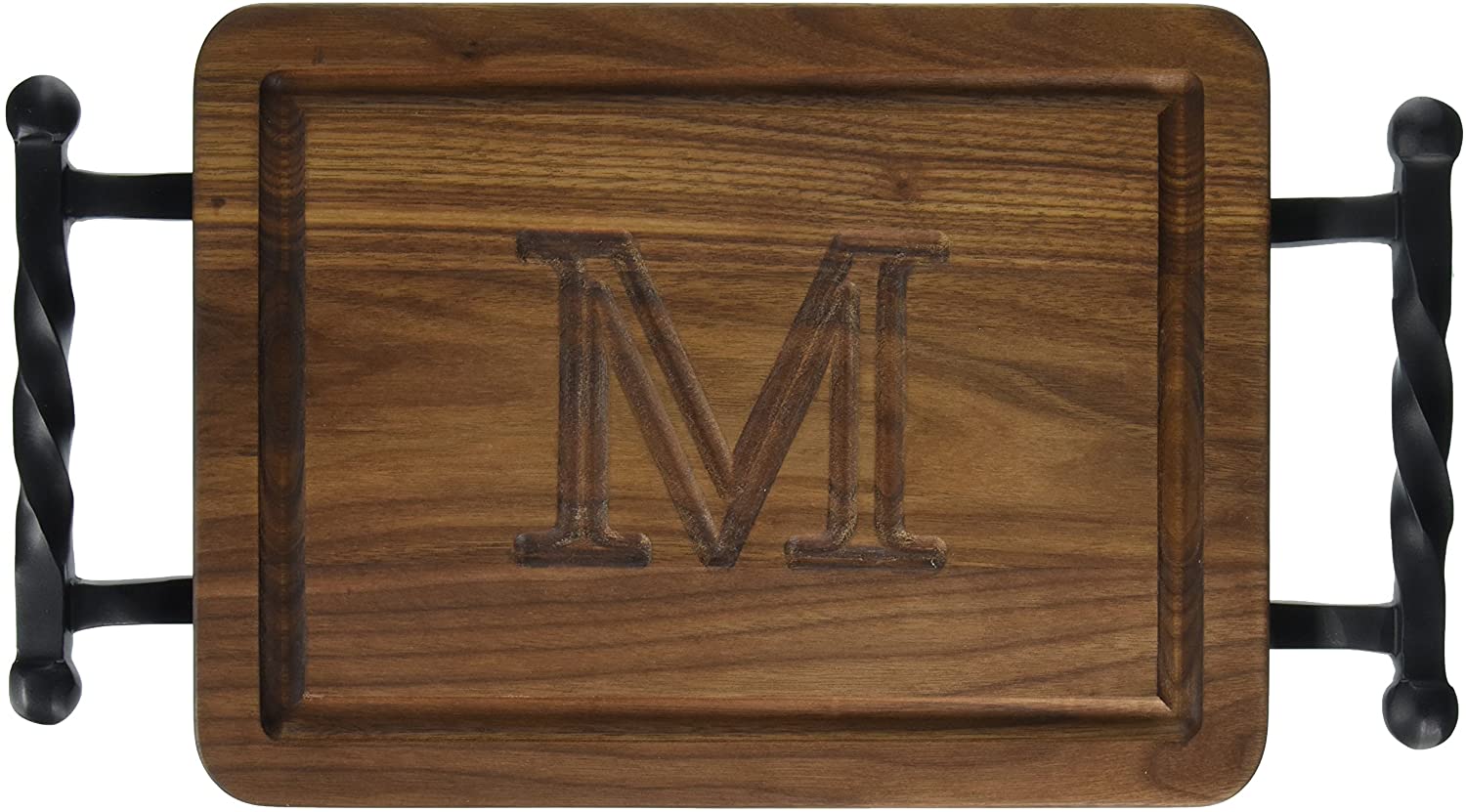Price:$44.85 Boards W200-STWB-M Thick Bar/Cheese Board with Twisted Ball Handle, 9-Inch by 12-Inch by 3/4-Inch, Monogrammed"M", Walnut: Bar Cutting Boards: Home & Kitchen