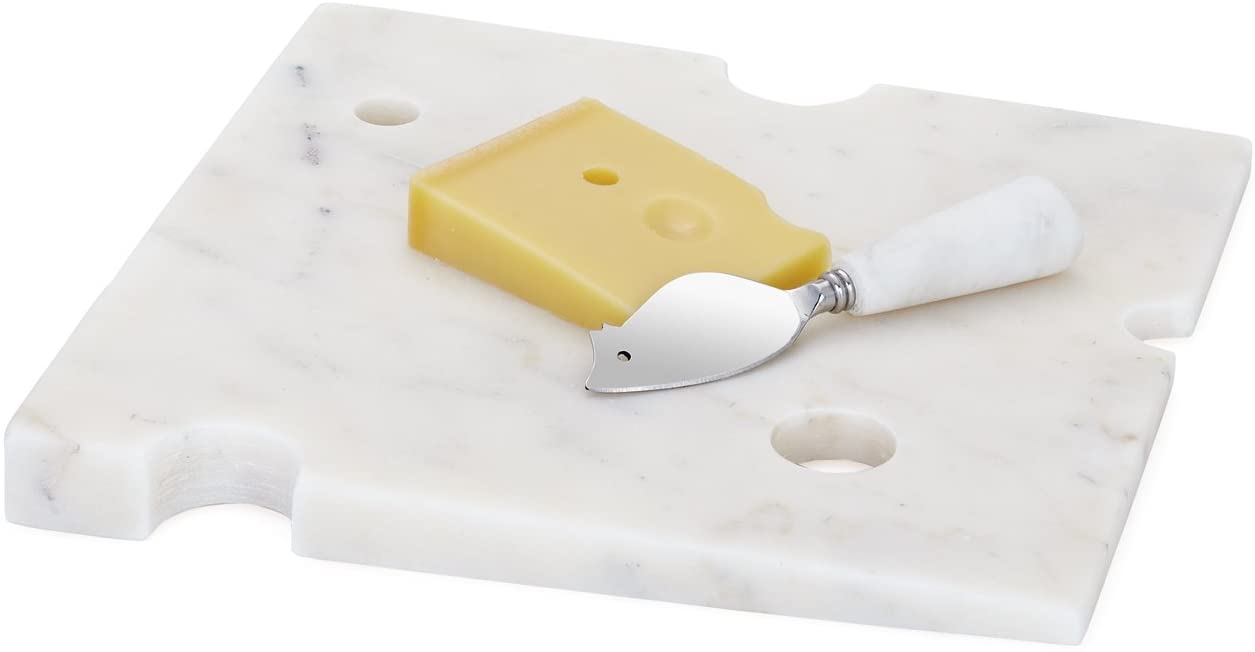 Price:$72.14 & Tagus Wedge Marble Cheese Board with Mouse Knife, One Size, White : Home & Kitchen