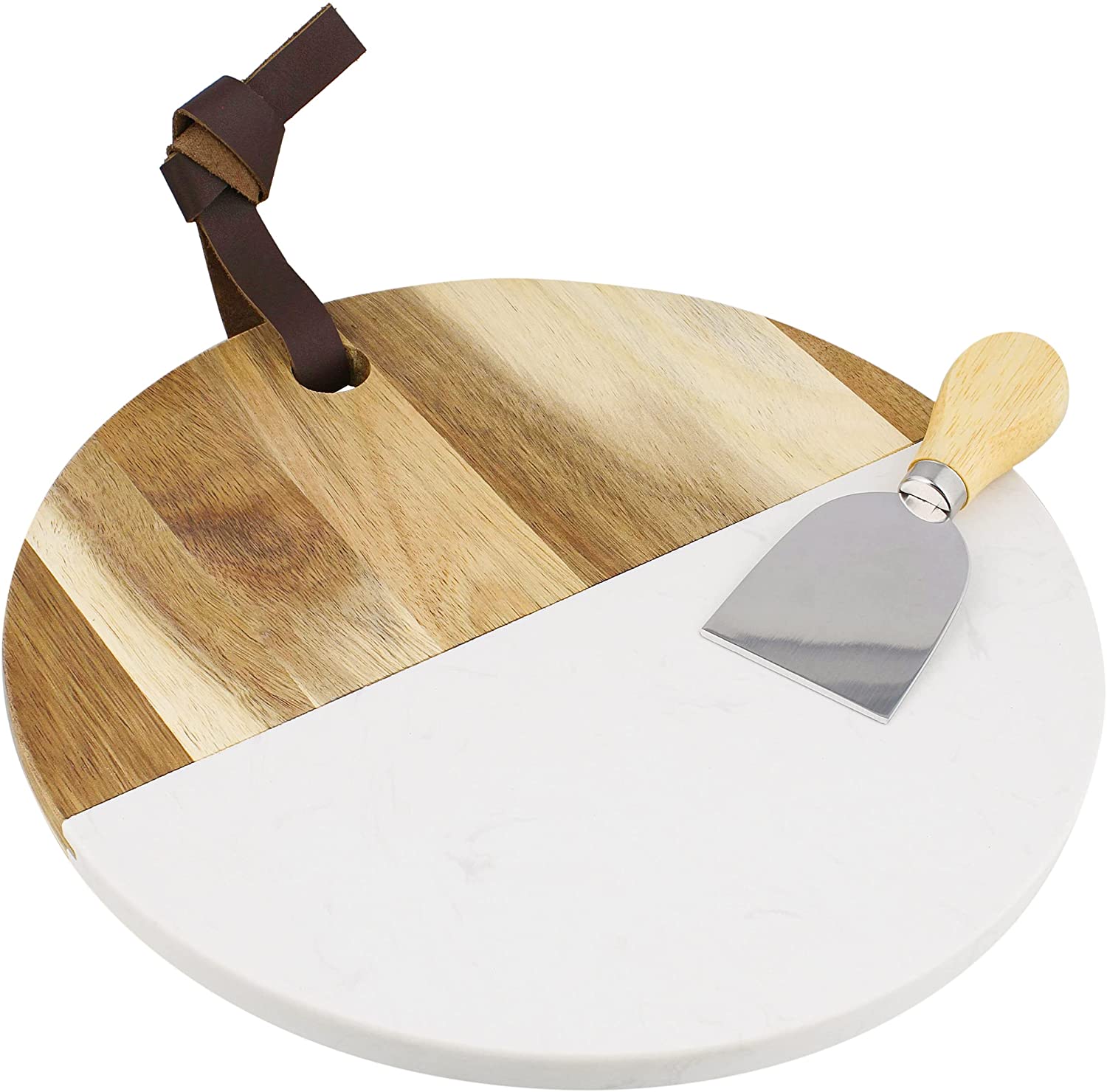 Price:$29.99 Francis Acadia and Charcuterie Board Cheese Board and Knife Set Acadia Cheese Board Cutter with Marble Serving Board: Cheese Plates
