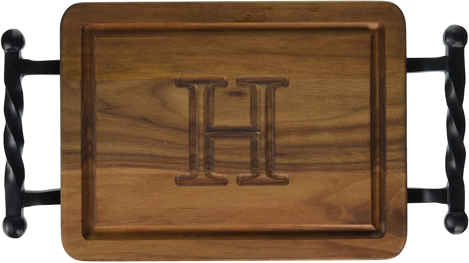 Price:$46.11 Boards W200-STWB-H Thick Bar/Cheese Board with Twisted Ball Handle, 9-Inch by 12-Inch by 3/4-Inch, Monogrammed"H", Walnut: Bar Cutting Boards: Home & Kitchen