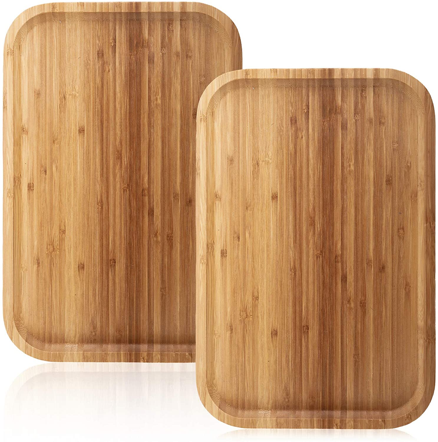 Price:$25.99 2 Pack Bamboo Tray Cheese Plate, 14x9 Inches Food Serving Saucer Wood Rectangular Platter for Coffee, Tea, Fruit, Plant Pot : Home & Kitchen