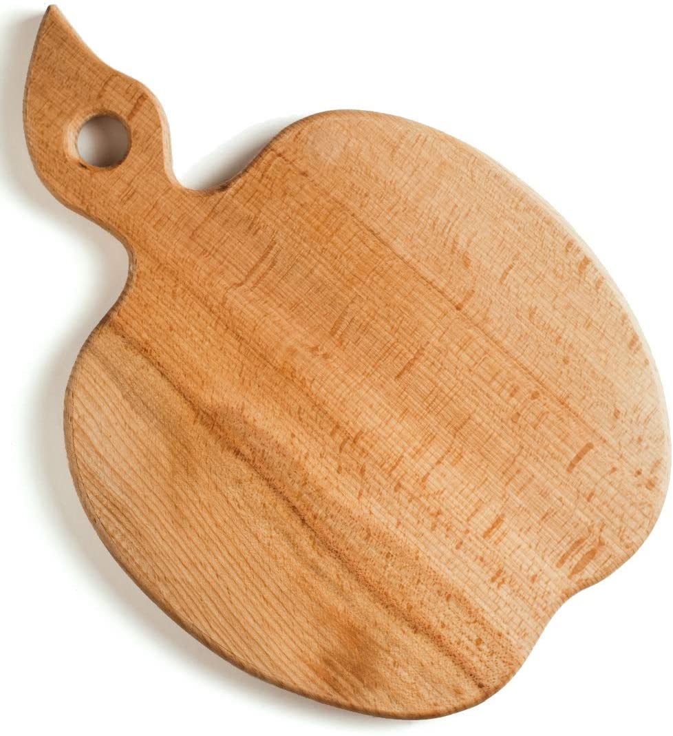 Price:$14.99 Apple-shaped Solid Wood Cutting Board With Handle For Fruit and Veggies – Small Wooden Bread Board, Cheese Serving Platter, Round Charcuterie Board – 100% Natural, Reversible, Presentable: Home & Kitchen