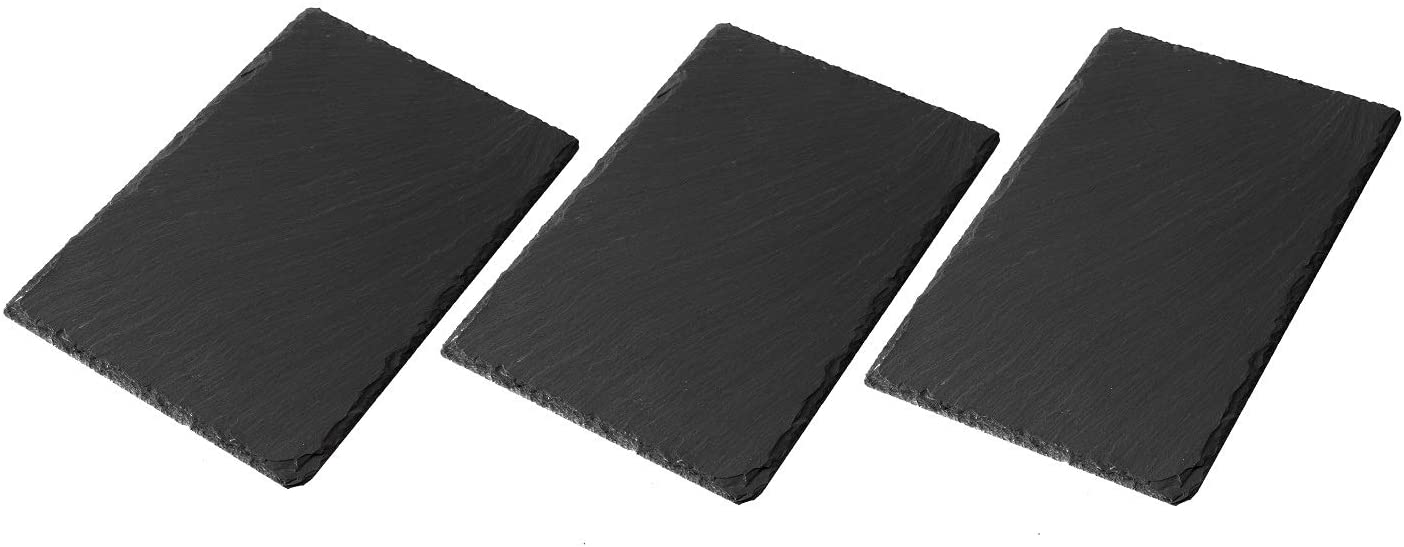 Price:$30.99 pack-12"x 8" Slate Cheese Boards with Natural Cut Edges. Perfect Slate Serving Tray for Cheese,Cupcakes,Fruits,Snacks,Biscuits,Steak,Bacon,Sushi: Cheese Plates