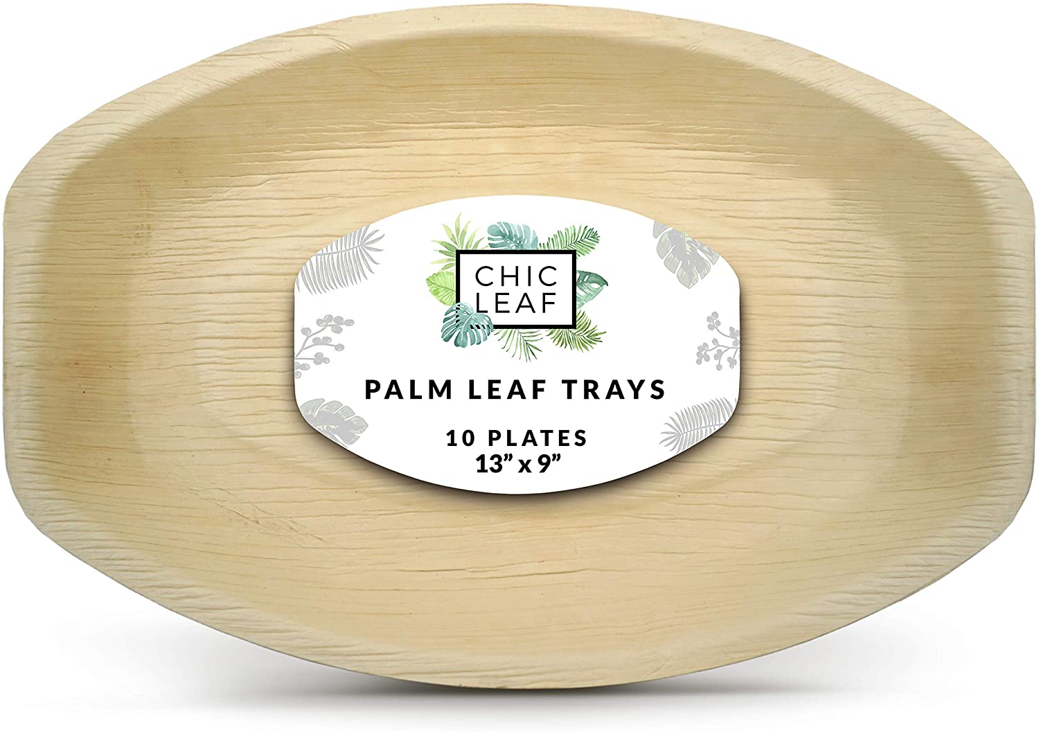 Price:$16.99 Leaf Palm Leaf Platter Disposable Bamboo Plates 13"x9" (10 pk) - Strong Compostable Tray or Palm Plate for Charcuterie, Cheese Boards, Fruit - Disposable Party Trays for Fast Clean Up: Platters