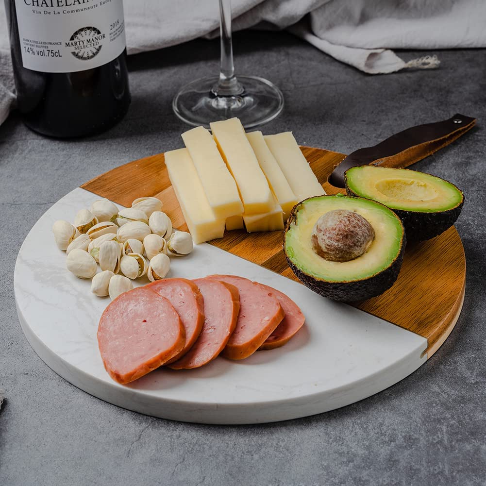 Price:$29.69 Cheese Board with Acacia wood 10" - Wood Cutting Board Round Cheese Boards Charcuterie Boards Wood Platter for Kitchen Housewarming Gift (Round) : Home & Kitchen