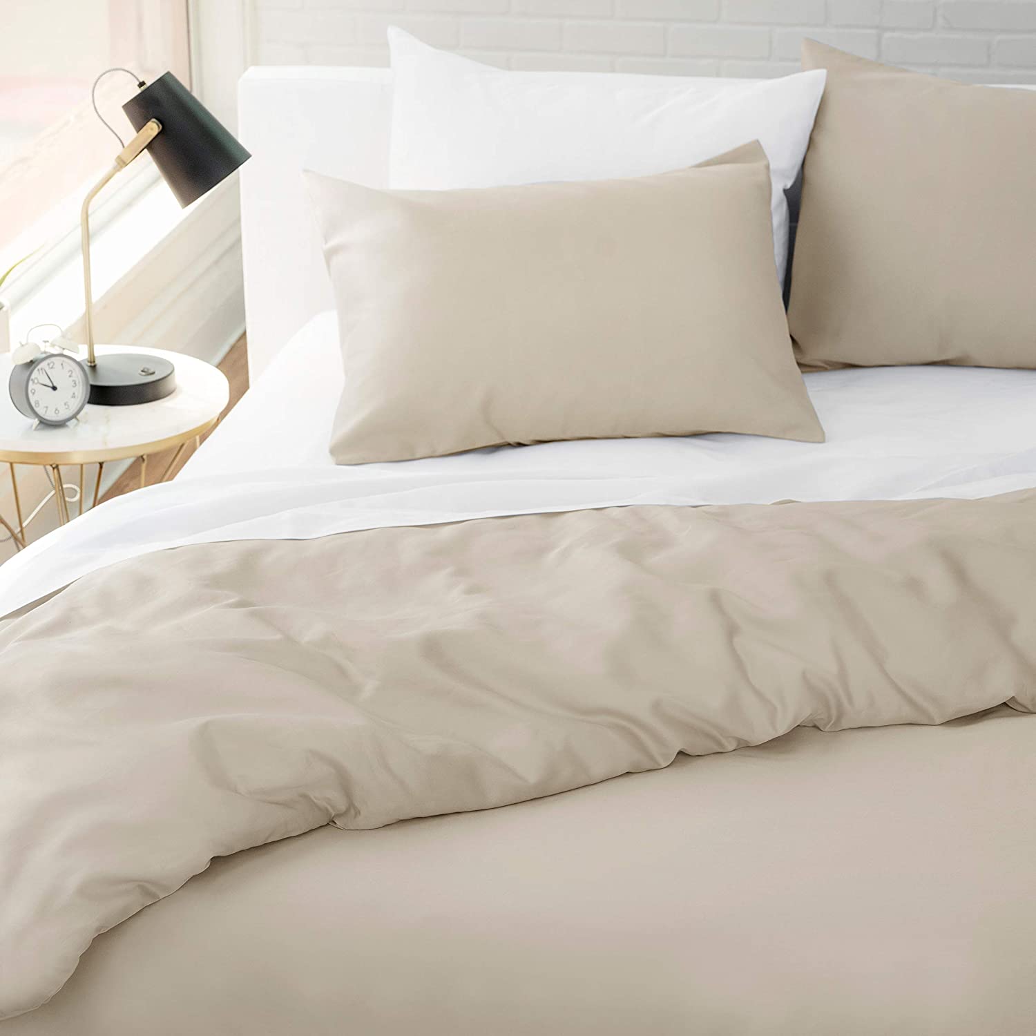 Price:$89.99 Kensington 100% Cotton Sateen King Size Duvet Cover Set with Button Closure | Buff Brown | 108"x 92" 500 Thread Count Premium Hotel Collection | 3 Piece Set | Smooth Soft & Comfortable : Home & Kitchen