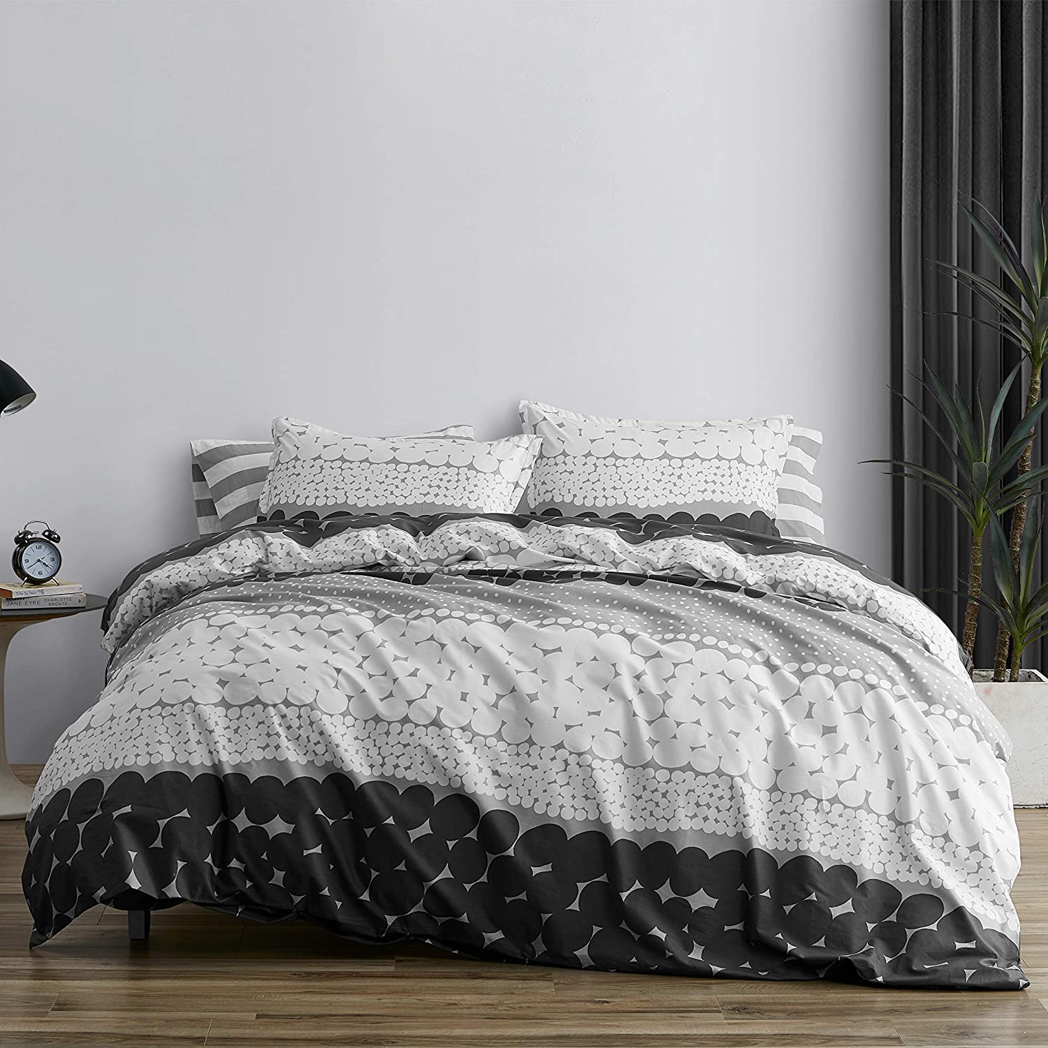 Price:$149.99 221446 Jurmo Duvet Cover Set, Full/Queen, Grey / White : Home & Kitchen