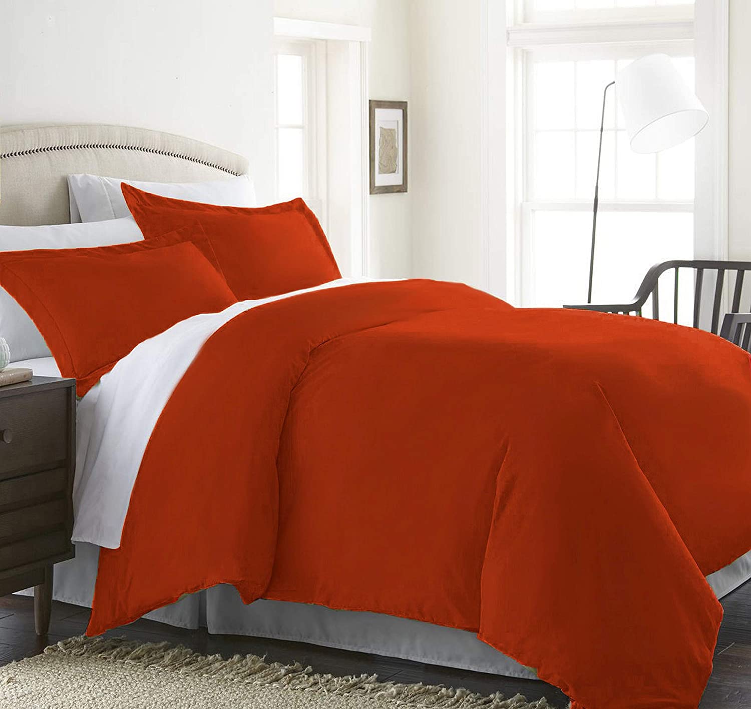 Price:$22.99 Linen Wrinkle & Fade Resistant 2-Piece Duvet Cover Set - Protects and Covers Your Comforter / Duvet Insert, 1500 Series Luxurious 100% - Silky Soft, Twin/Twin XL, Rust / Orange : Home & Kitchen