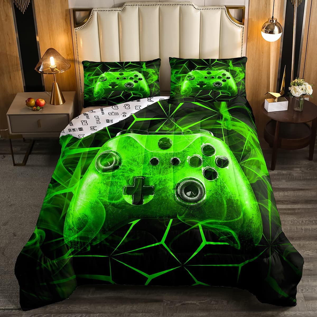 Price:$56.99 Gaming Comforter Set Kids Gamer Video Games Comforter for Boys Teens Modern Game Controller Bedding Set Breathable Green Gamer Console Duvet Set Room Decor Queen Size : Home & Kitchen