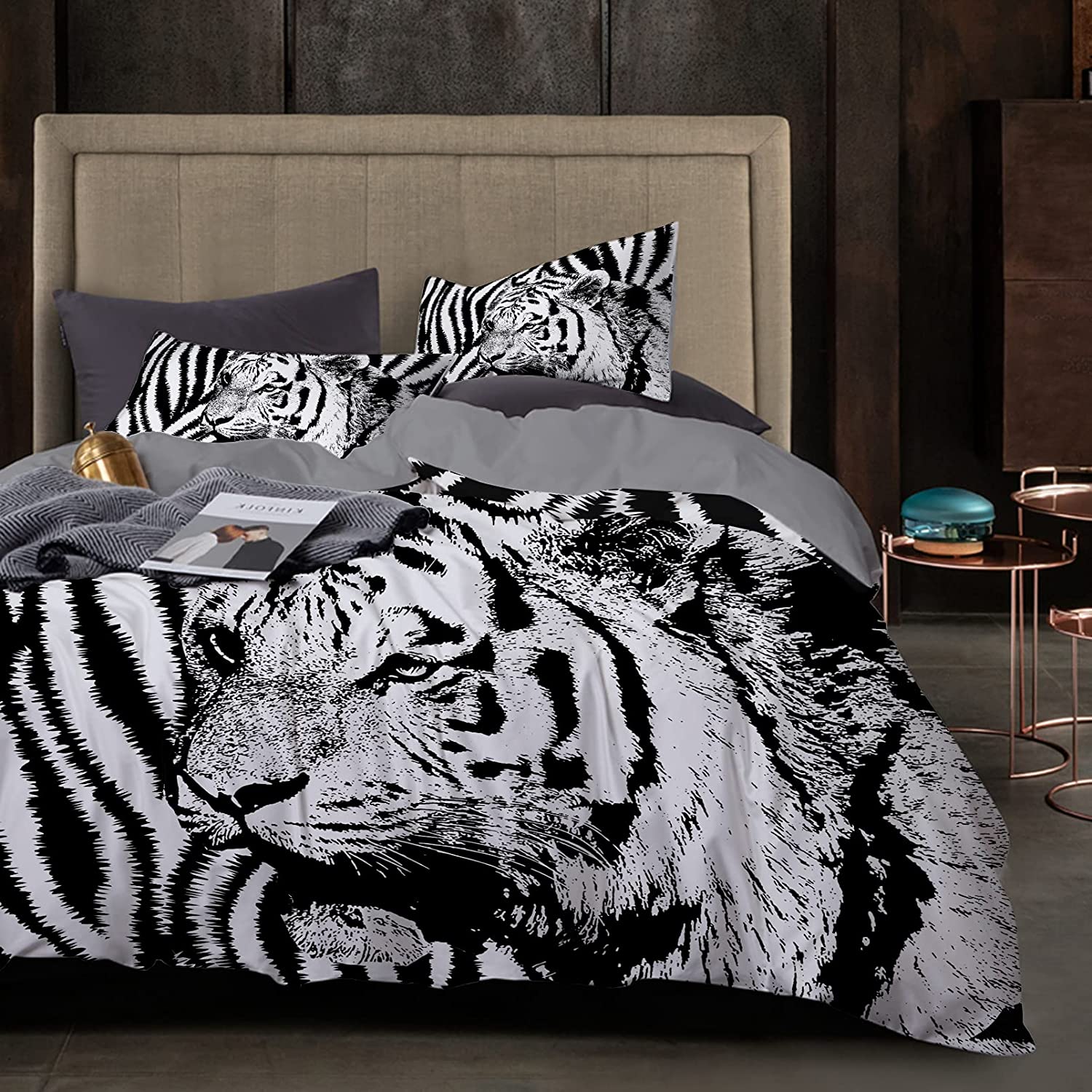 Price:$28.99 Duvet Cover Twin Size Animal Black and White Soft Washed Microfiber 3PCs Chic Solid Color Bedding Set with 2 Pillowcases 1Duvet Cover, Zipper, Corner Ties : Home & Kitchen