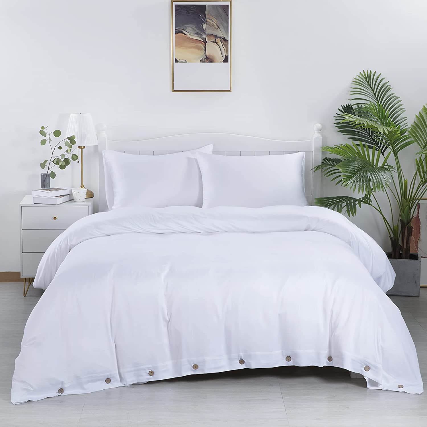 Price:$81.99 100% Eucalyptus Cooling Tencel Lyocell Duvet Cover Set King Size for Night Sweat Hot Sleepers, 2 Pillowcases+1 Duvet Cover with Buttons Closure-Soft, Silky & Breathable : Home & Kitchen