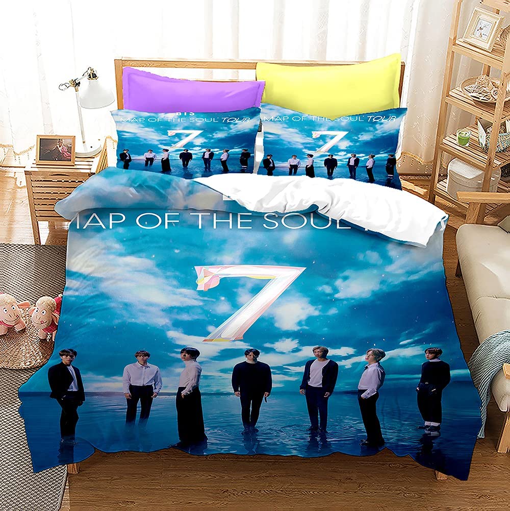 Price:$73.99 BTS Duvet Cover Sets Map of The Soul Bedding Set 3pcs, Jimin Suga Jungkook V Cotton 3Pcs Kids Teen Girls Boys Bedding Set with 1 Comforter Cover and 2 Pillowcases (Green Twin (68x86 in)) : Home & Kitchen