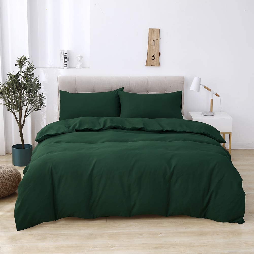 Price:$39.99 Green Duvet Cover Queen Size, 3 Pieces (1 Solid Duvet Cover, 2 Pillowcases) Soft Washed Microfiber Duvet Cover Set, Super Easy Care Duvet Cover with Zipper Closure and Corner Ties : Home & Kitchen
