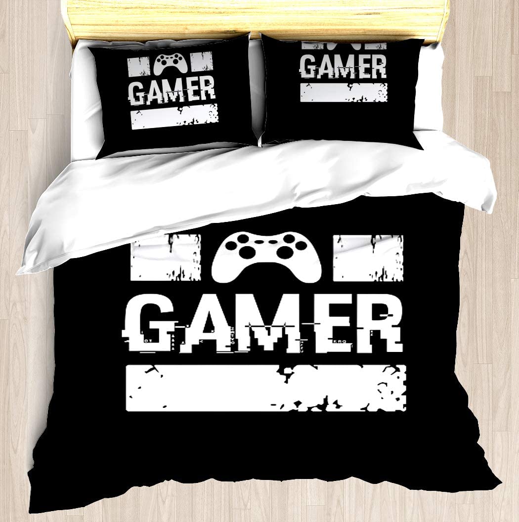 Price:$59.98 - Video Game Player Gaming - Duvet Cover Set Pillowcase Bed Set Unique Printed Design Duvet Covers Bedding Set Queen/Full Size : Home & Kitchen