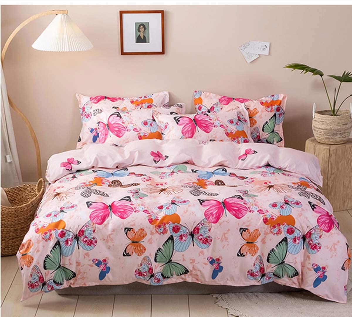 Price:$29.99 Kids Bedding Twin Set, Pink Butterflies Pattern Duvet Cover for Girls/Teens, Reversible Cute Butterfly Comforter Cover, 3 Pieces, Twin : Home & Kitchen