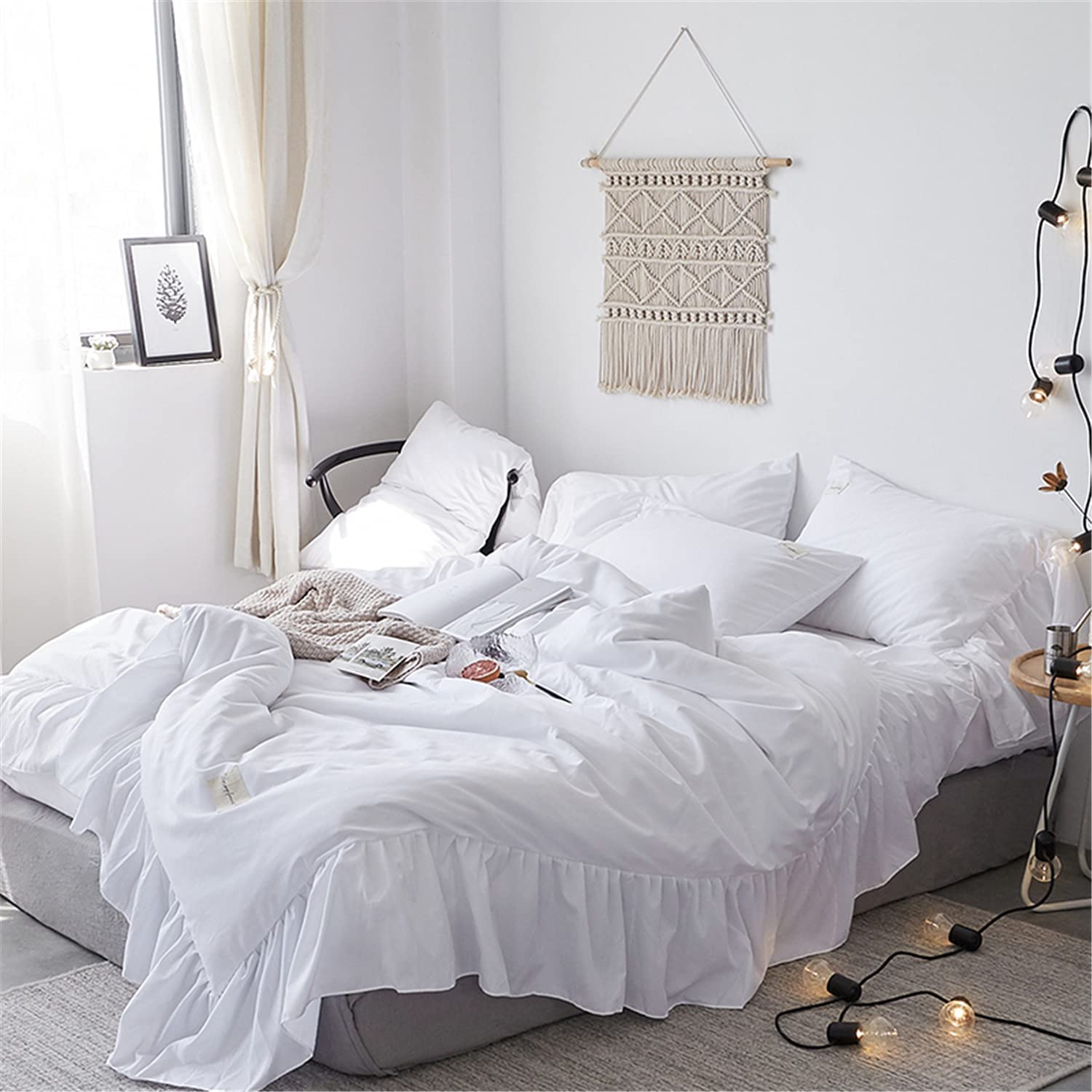 Price:$43.99 Duvet Cover Queen Size,100% Washed Microfiber 3pcs Bedding Duvet Cover Set, Shabby Chic Farmhouse Duvet Cover and Pillow Shams, Zipper Closure & Corner Ties, Easy Care (White, Full) : Home & Kitchen